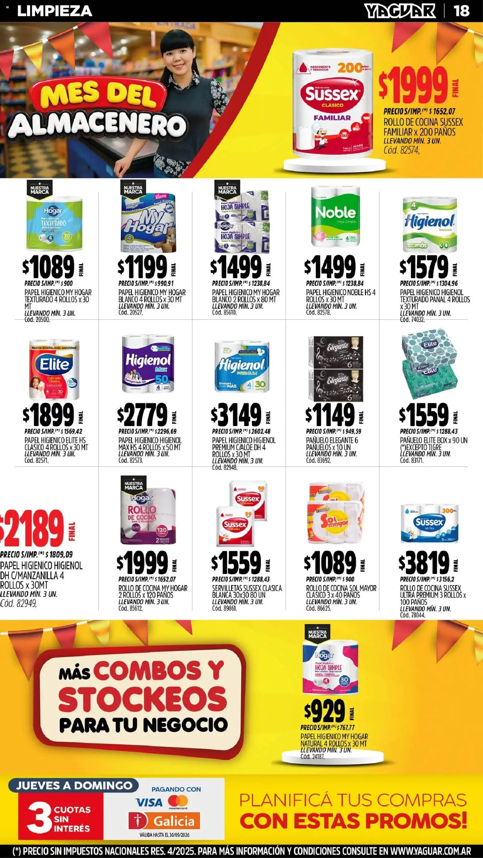Yaguar - Oferta Semanal Santa Fé │ válido desde el 31/08/2026 | Página: 18 | Productos: Papel higiénico, Pañuelo, Cocina, Huevo