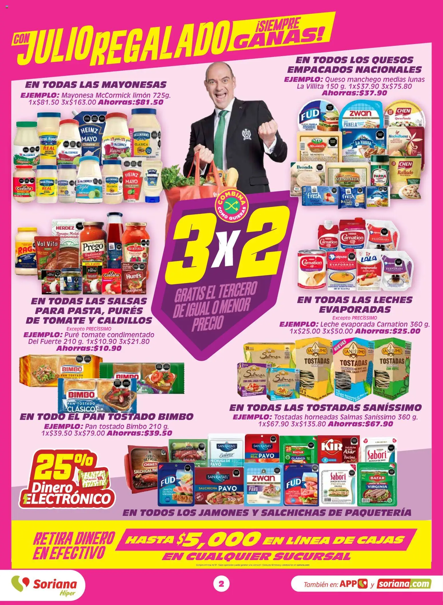 Nuevas ofertas de Soriana válidas en toda la República Mexicana desde el 29.05.2026. ¡Encuentra las mejores ofertas en Soriana folleto! | Página: 2 | Productos: Mayonesa, Tocino, Limón, Leche