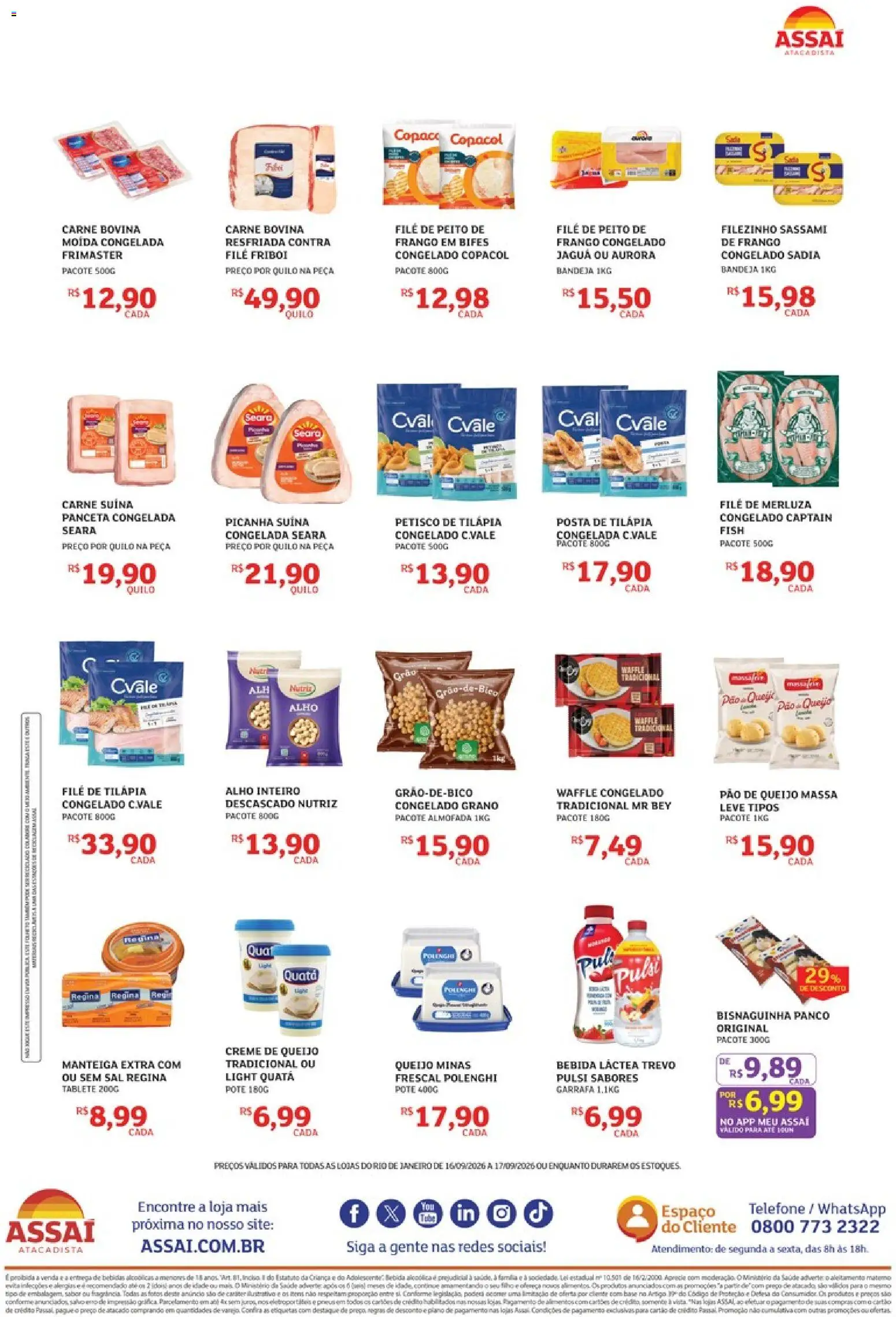 Assaí Atacadista Folheto - válido de 16/09/2026 | Página: 2 | Produtos: Telefone, Sal, Filé de tilápia, Pão de queijo