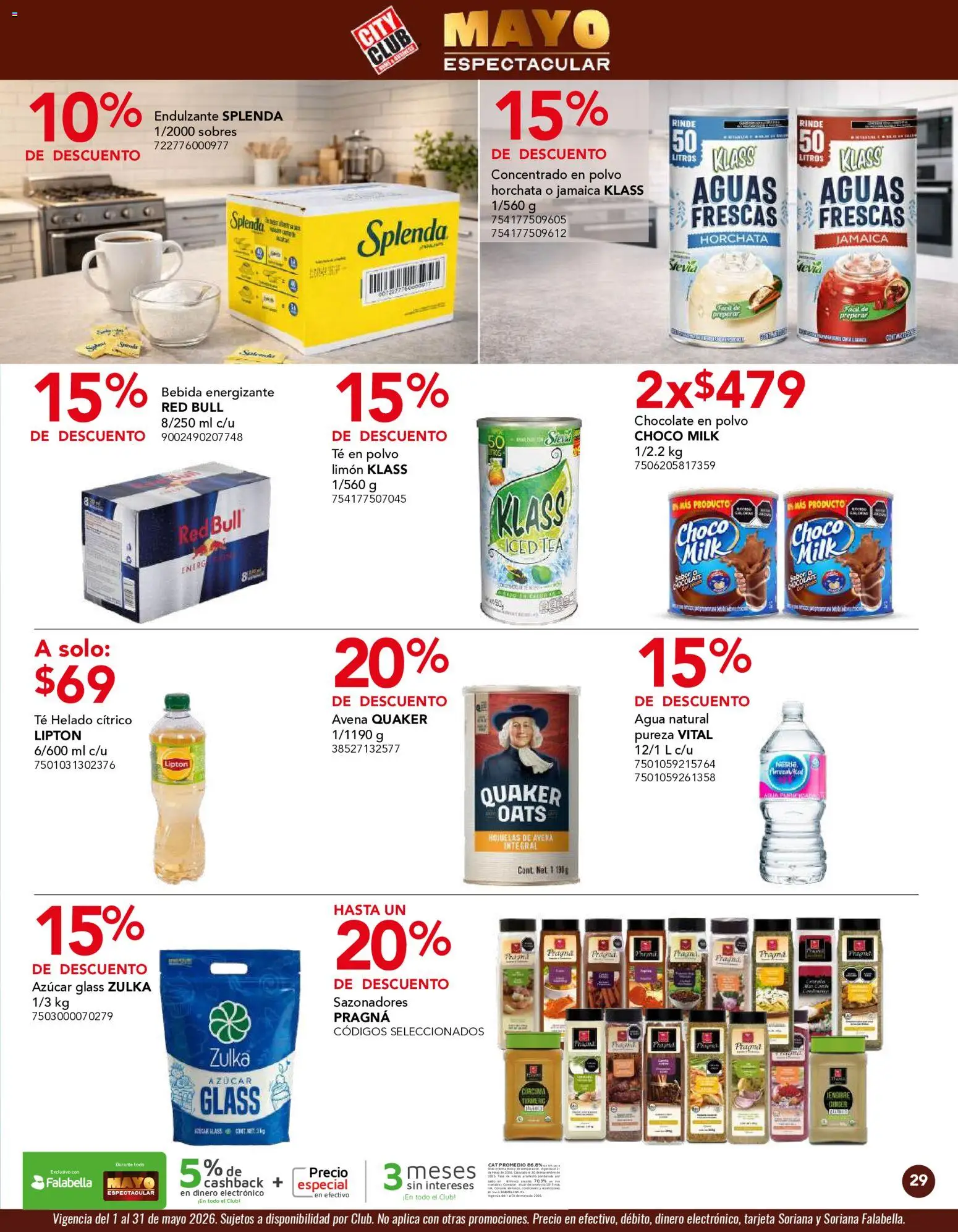 Nuevas ofertas de City Club válidas en toda la República Mexicana desde el 01.05.2026. ¡Encuentra las mejores ofertas en City Club catálogo! | Página: 29 | Productos: Agua, Chocolate, Helado, Té