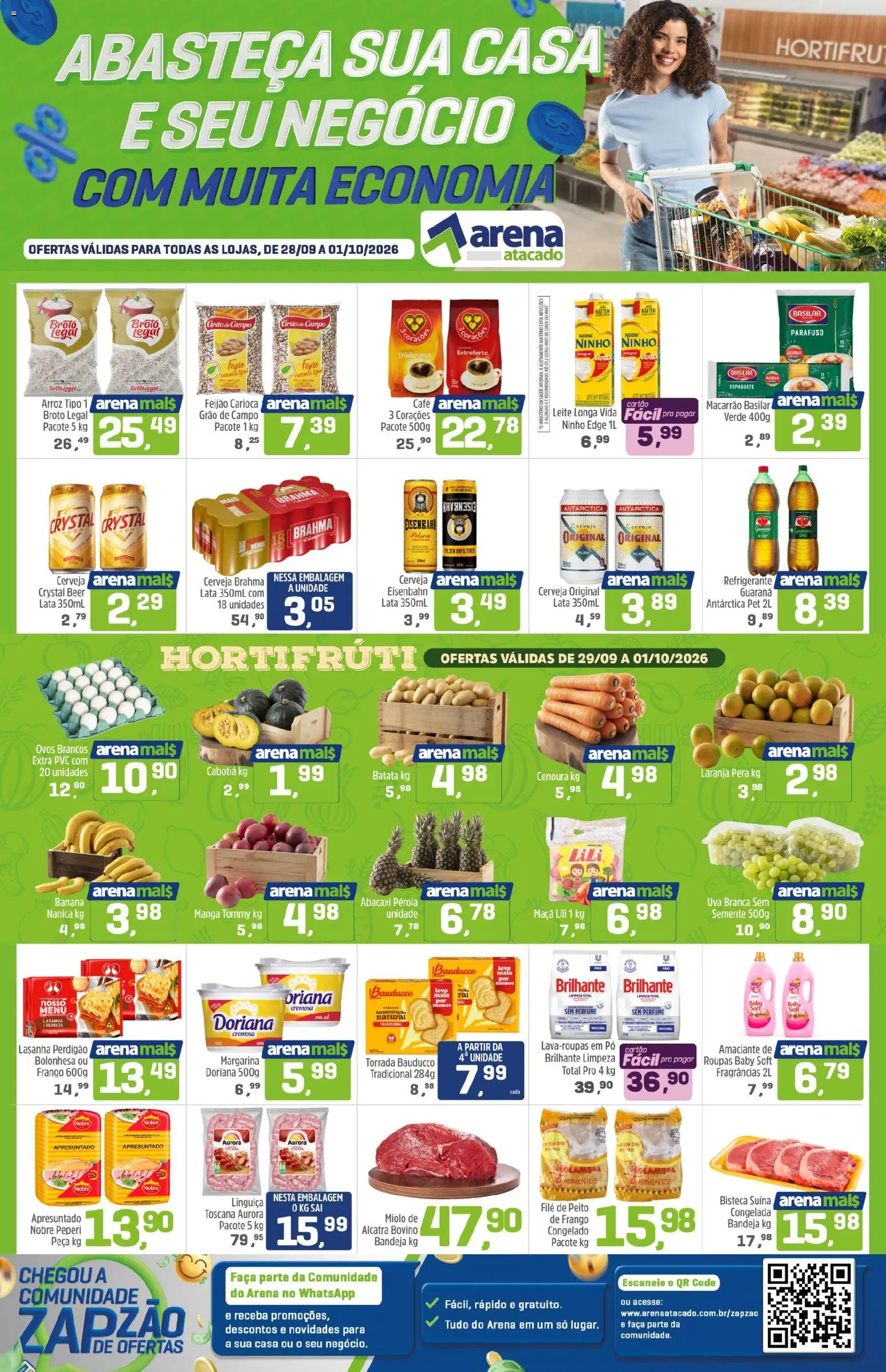Arena Atacado Folheto - válido de 28/09/2026 | Página: 1 | Produtos: Feijão, Pó, Cenoura, Margarina