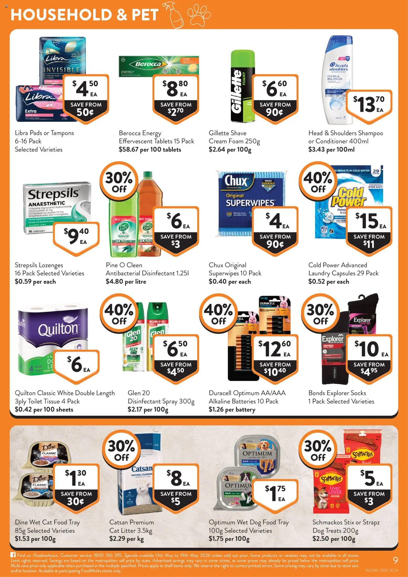 Foodworks catalogue - valid from 13.05.2026 | Page: 9 | Products: Household, Shampoo, Conditioner, Tablets