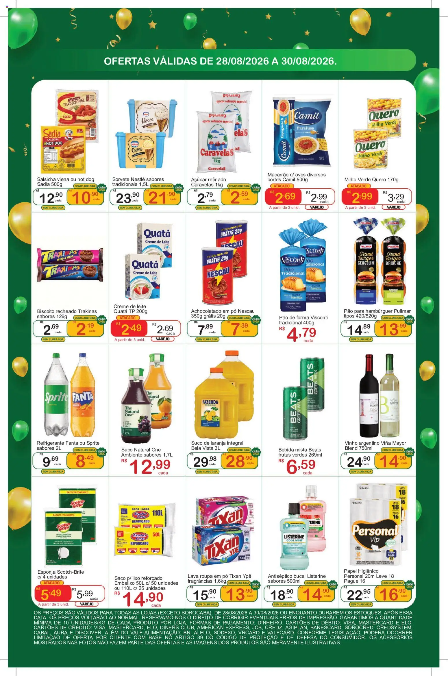 GIGA Atacado Folheto - válido de 28/08/2026 | Página: 2 | Produtos: Salsicha, Chocolate, Pão de forma, Biscoito recheado