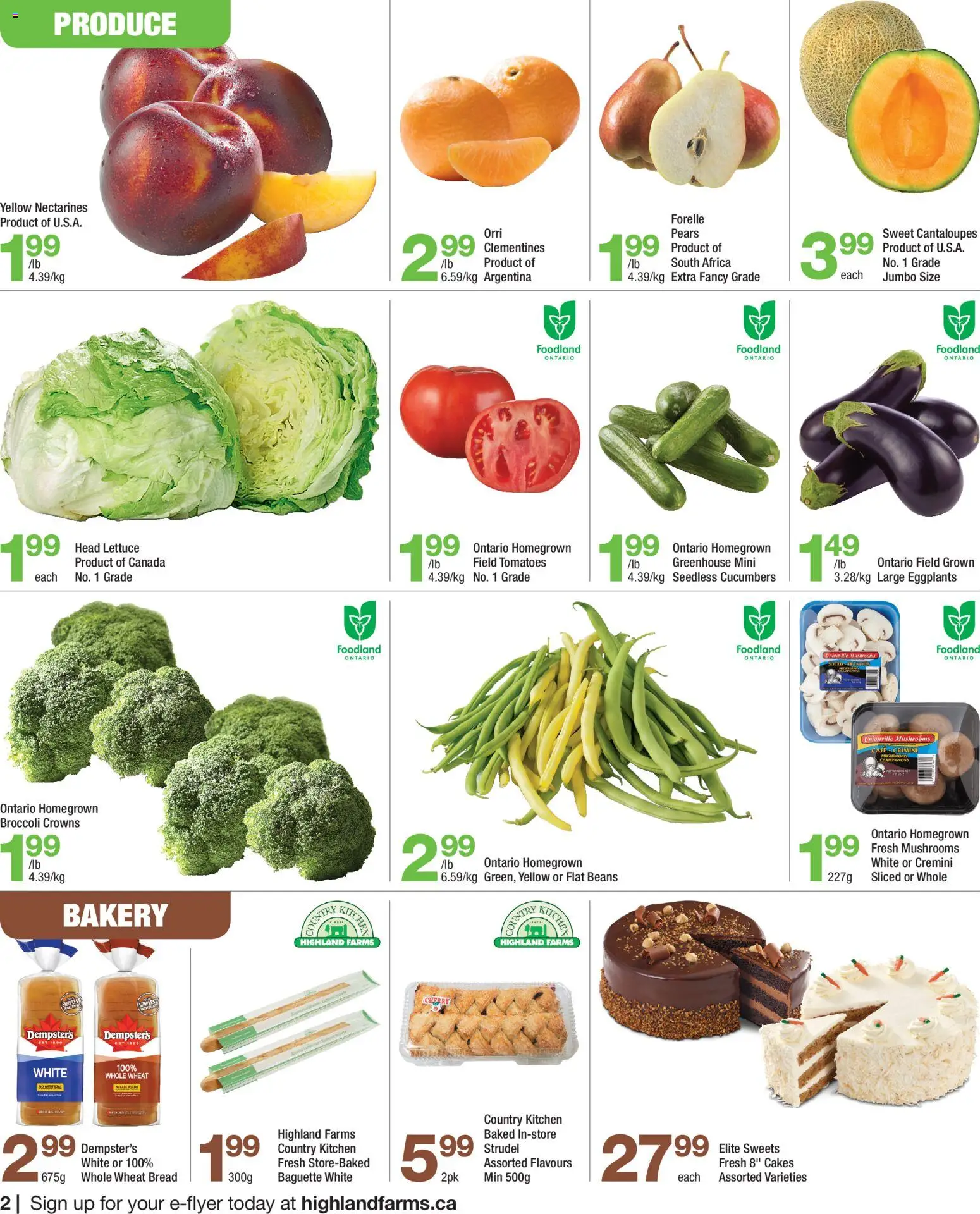 Highland Farms flyer valid from Jul 23, 2026 | Page: 2 | Products: Broccoli, Bakery, Baguette, Bread