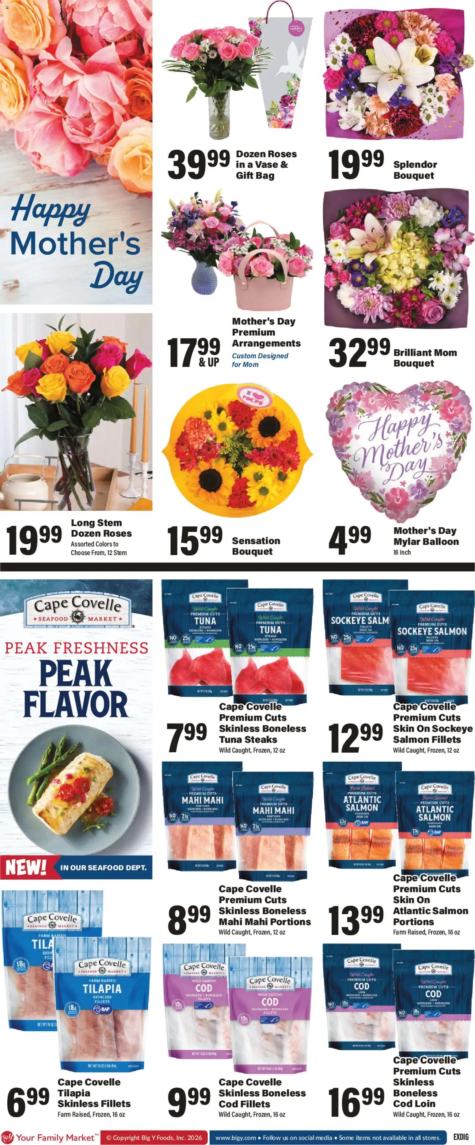 Big Y Weekly Ad - valid from 07.05.2026 | Page: 2 | Products: Vase, Seafood, Bag