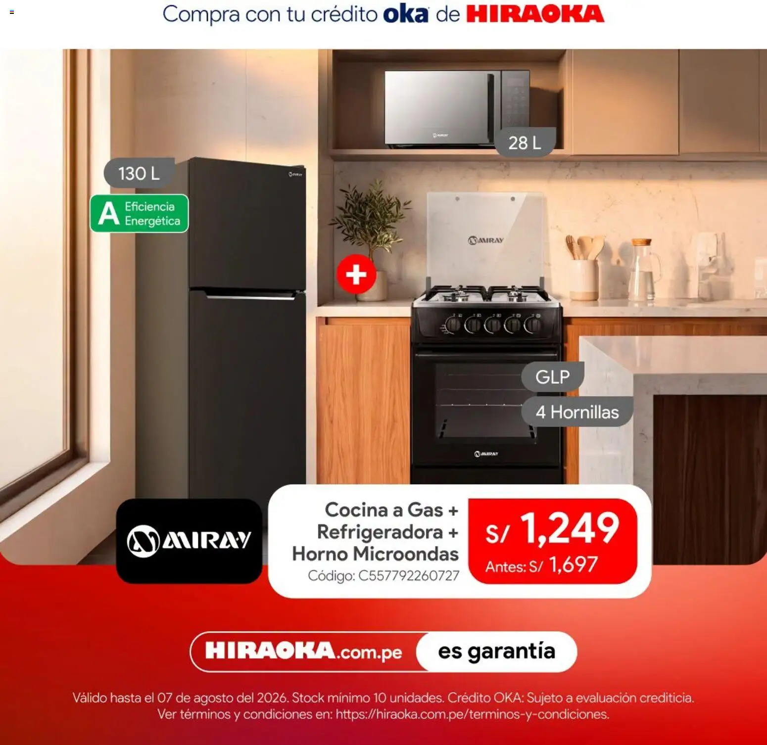 Catálogo Hiraoka válido desde 04/08/2026 | Página: 7 | Productos: Horno, Horno microondas, Cocina, Microondas
