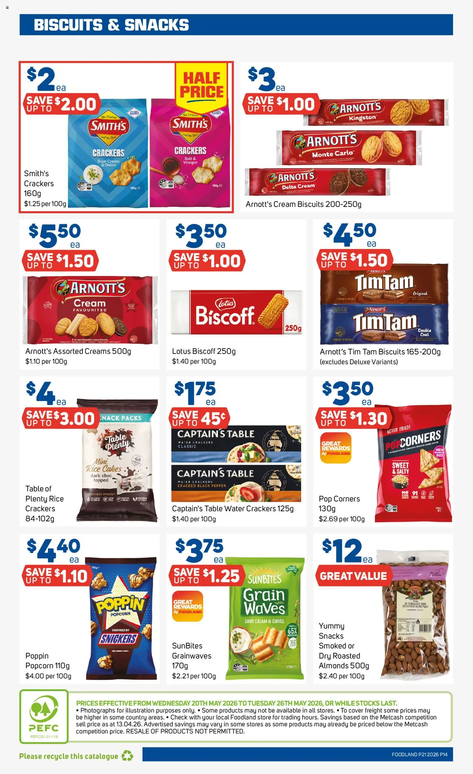 Foodland catalogue - valid from 20.05.2026 | Page: 14 | Products: Almonds, Crackers, Cream, Pepper