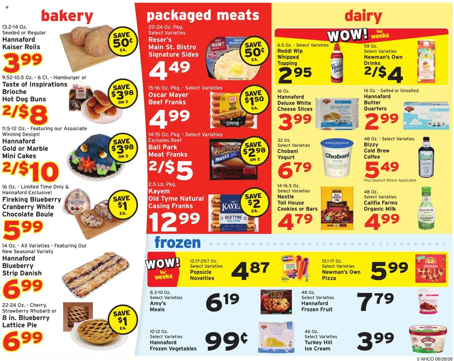 Hannaford Weekly Ad - valid from 06/28/2026 | Page: 5 | Products: Yogurt, Cream, Cookies, Vegetables