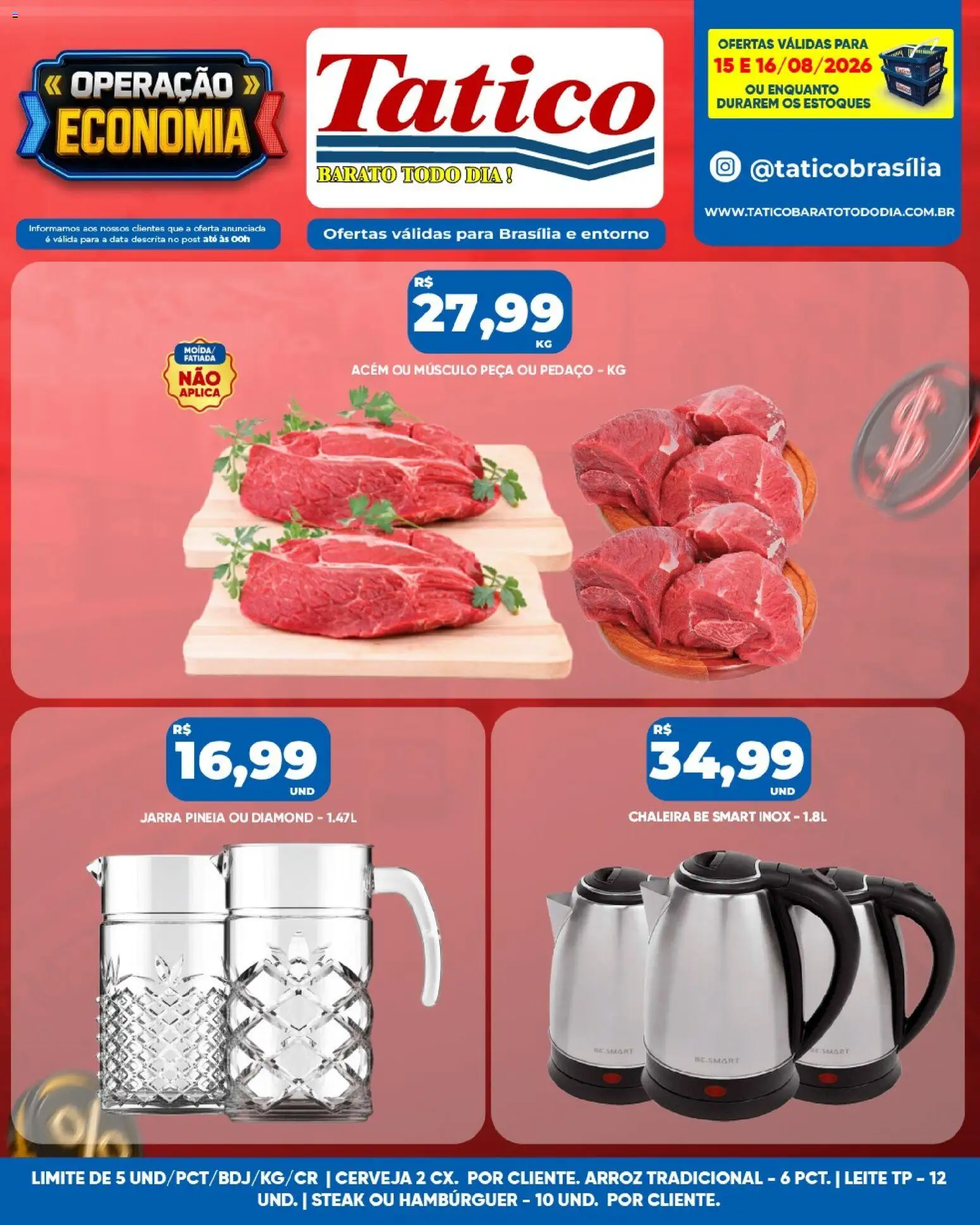 Tatico Folheto - válido de 17/08/2026 | Página: 29 | Produtos: Chaleira, Acém, Leite, Jarra