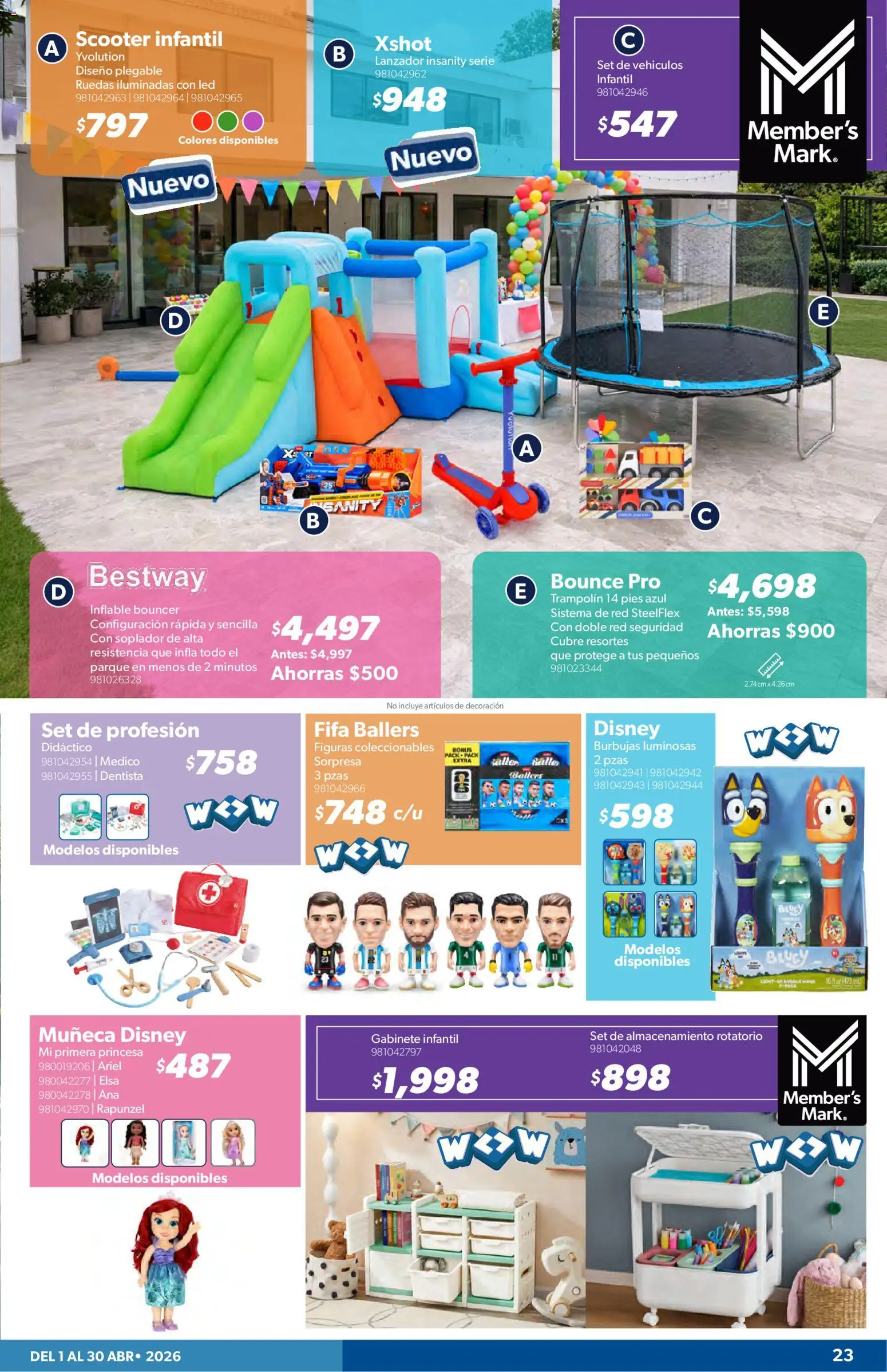Nuevas ofertas de Sam's Club válidas en toda la República Mexicana desde el 01.04.2026. ¡Encuentra las mejores ofertas en Sam's Club catálogo! | Página: 23 | Productos: Gabinete, Trampolín, Scooter