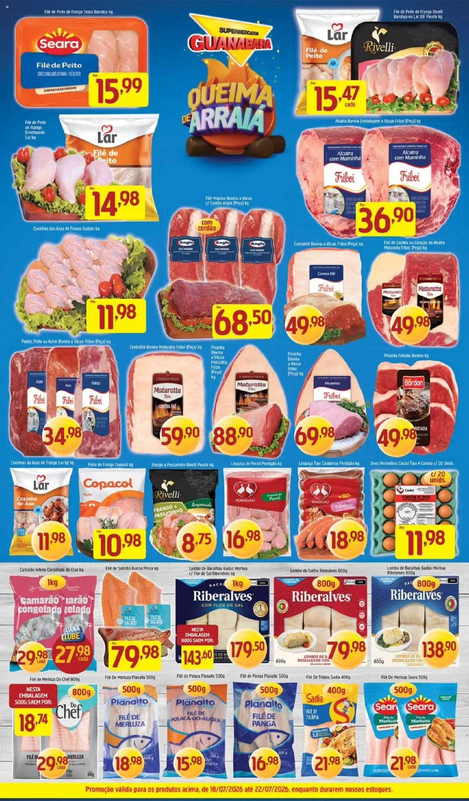 Supermercados Guanabara Folheto - válido de 18/07/2026 | Página: 5 | Produtos: Bacalhau, Maminha, Filé de tilápia, Peito de frango