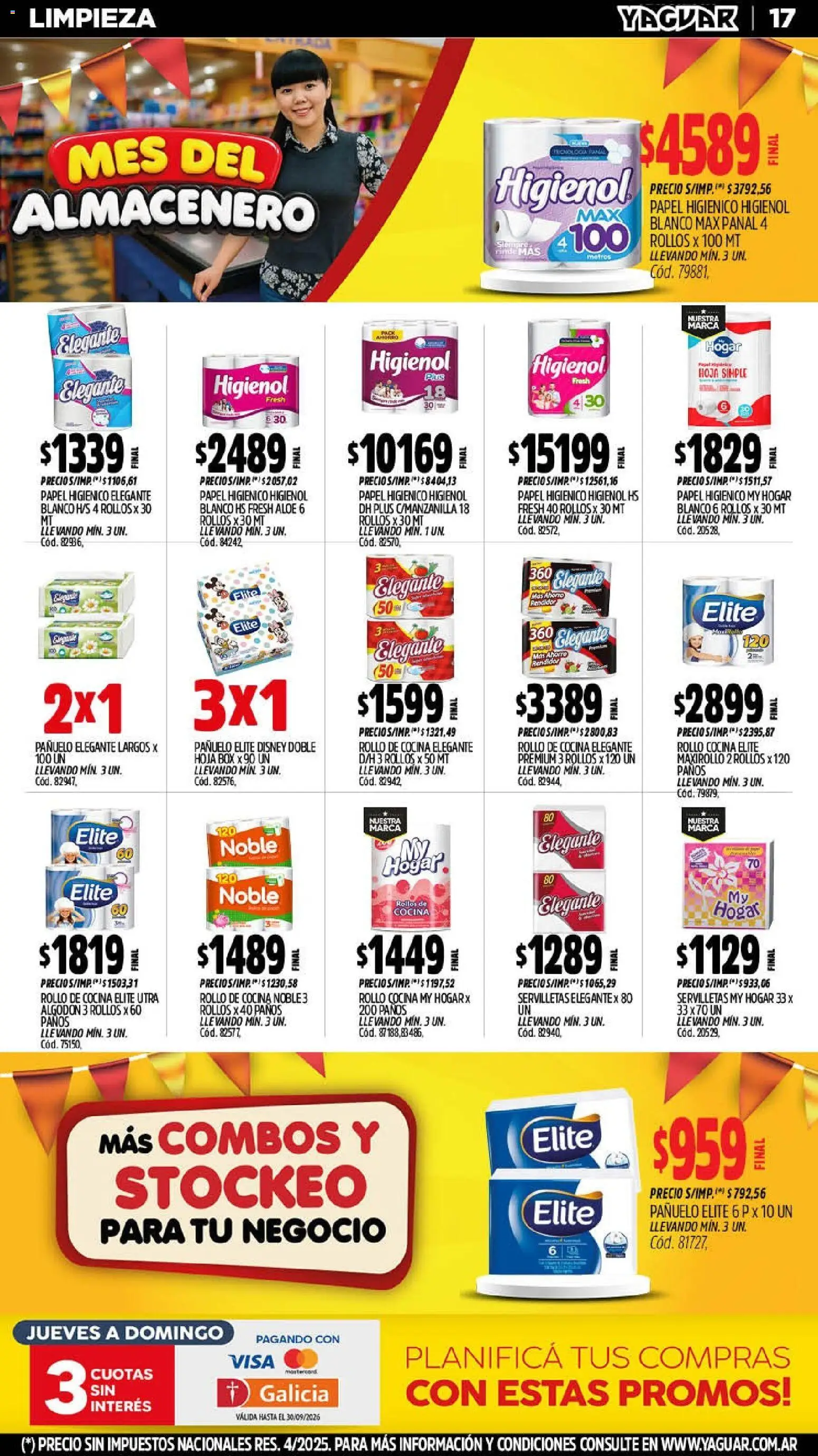 Yaguar - Oferta Semanal Salta │ válido desde el 07/09/2026 | Página: 18 | Productos: Papel higiénico, Algodón, Pañuelo, Cocina