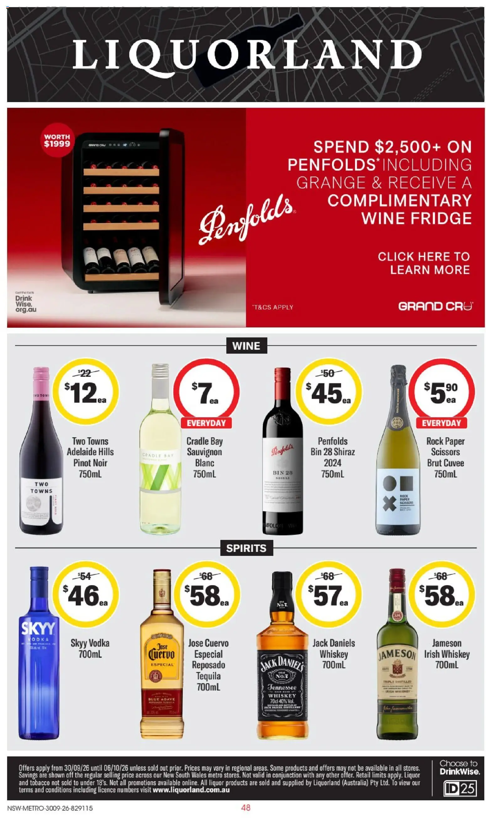 Liquorland catalogue - valid from 30/09/2026 | Page: 1 | Products: Scissors, Wine, Whiskey, Fridge