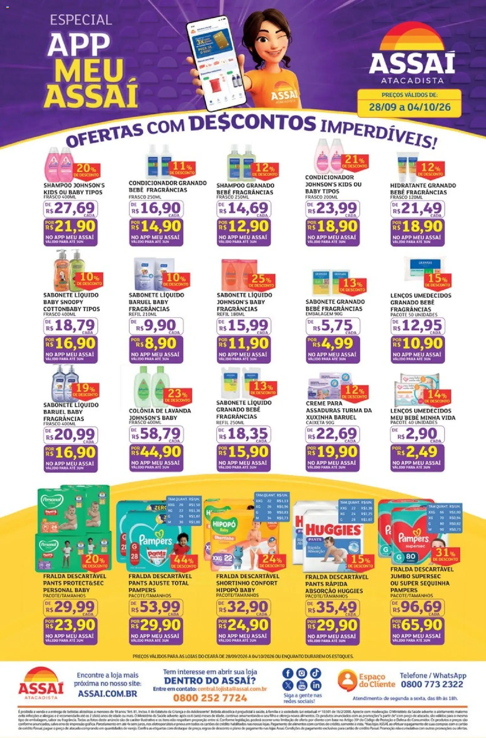 Assaí Atacadista Folheto - válido de 28/09/2026 | Página: 1 | Produtos: Shampoo, Pampers, Creme, Sabonete