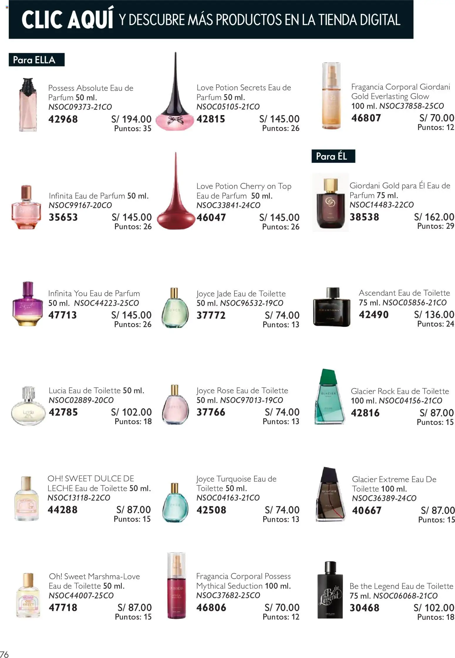Catálogo Oriflame válido desde 01/08/2026 | Página: 76 | Productos: Leche, Fragancia, EAU de Toilette