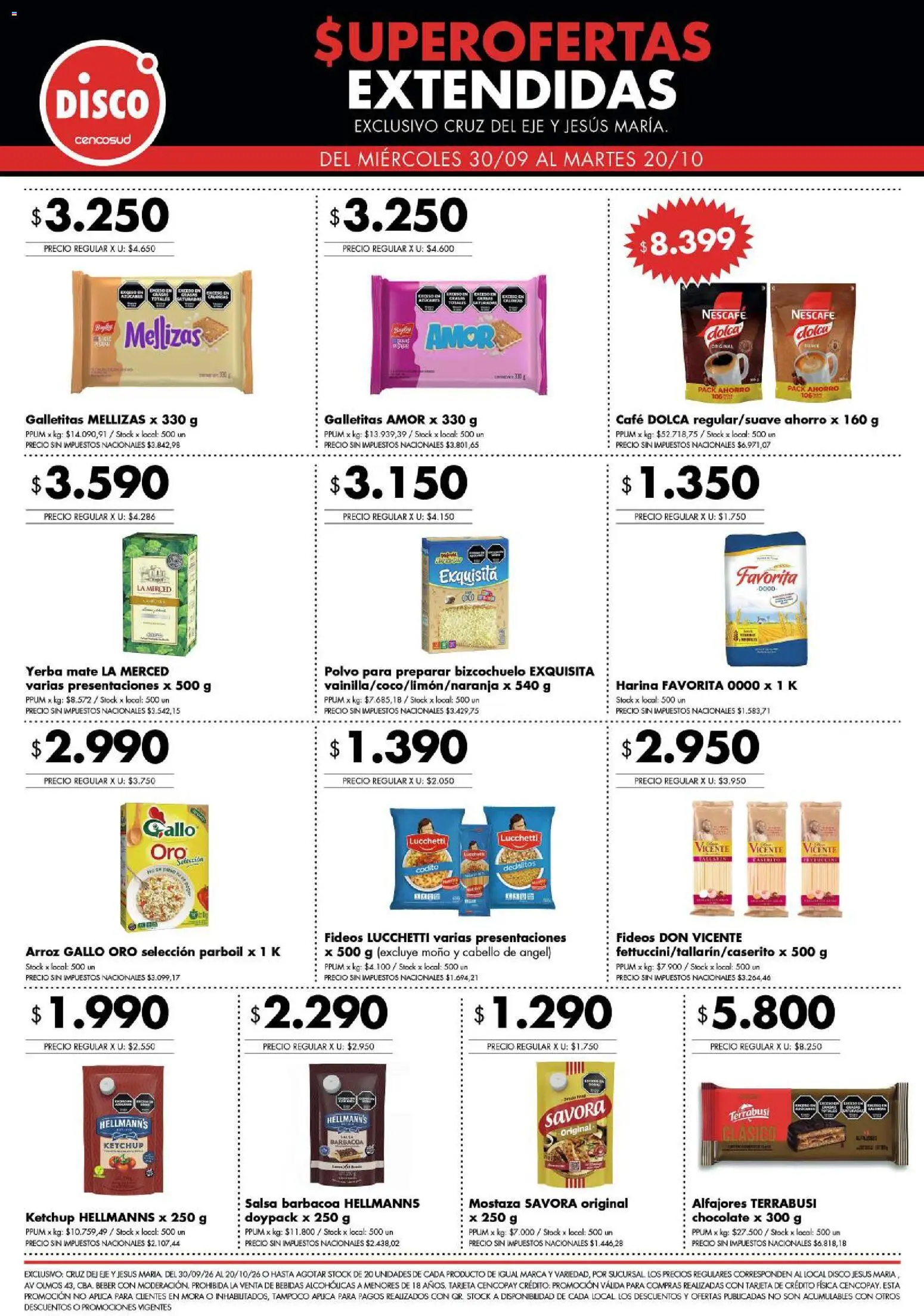 Disco - Superofertas extendidas - Cruz del Eje y Jesus Maria │ válido desde el 30/09/2026 | Página: 2 | Productos: Mate, Café, Chocolate, Fideos