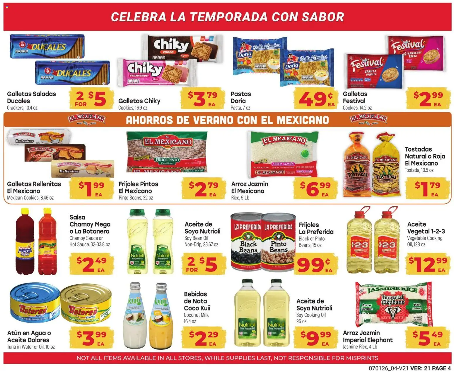 El Rancho Monthly Ad - valid from 07/01/2026 | Page: 4 | Products: Milk, Oil, Water, Sauce