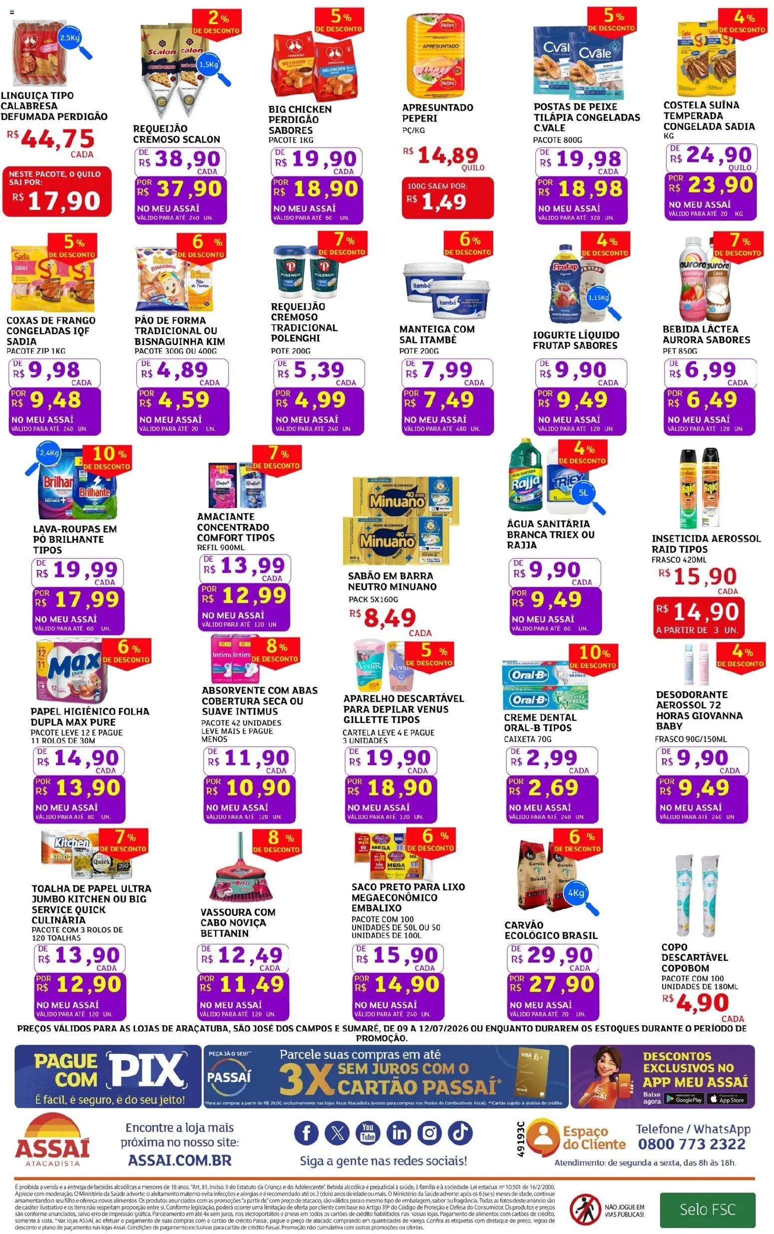 Assaí Atacadista Folheto - válido de 09/07/2026 | Página: 2 | Produtos: Manteiga, Iogurte, Pão, Telefone