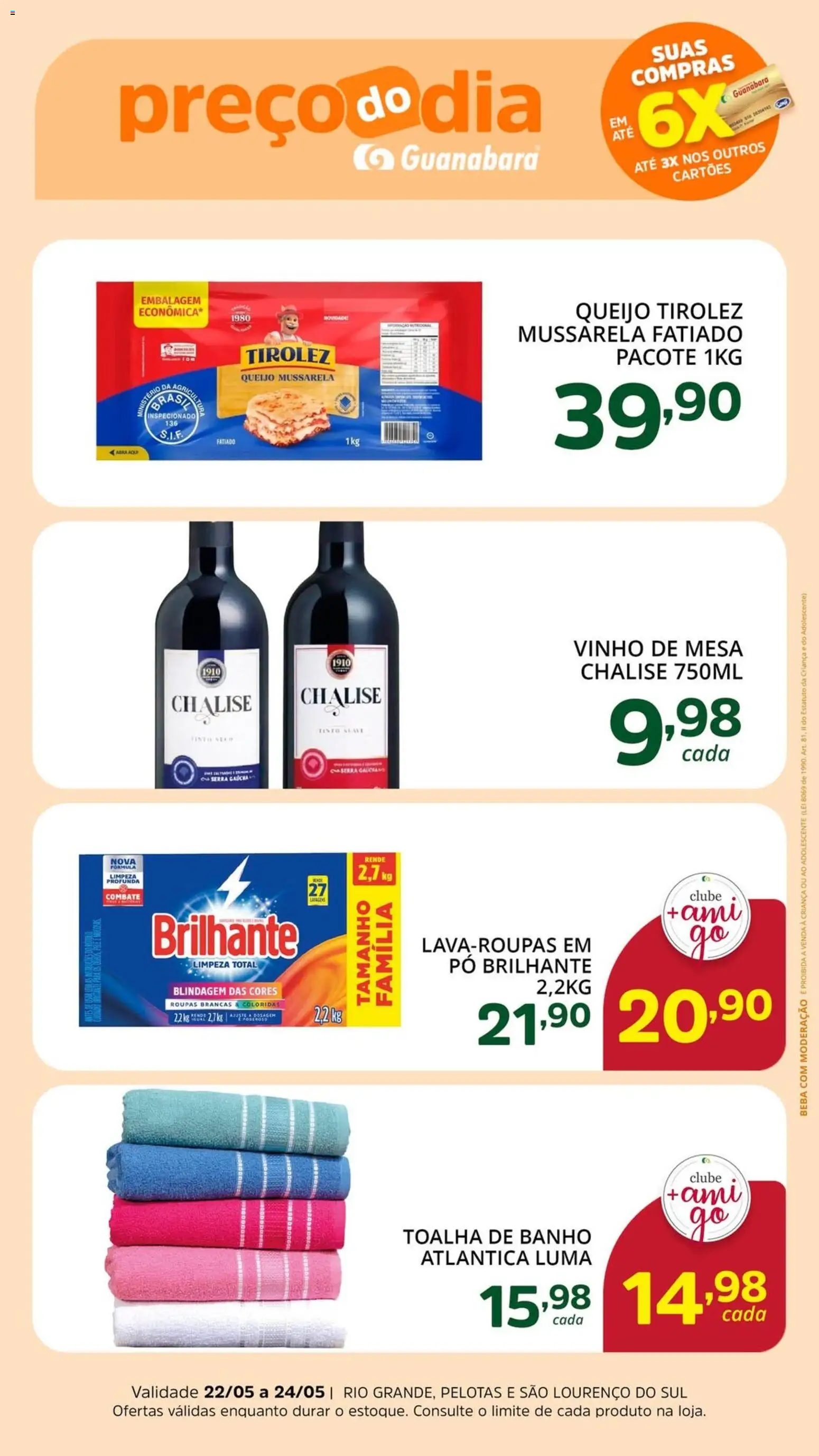 Supermercado Guanabara Folheto - válido de 22.05.2026 | Página: 4 | Produtos: Mesa, Queijo, Roupas, Mussarela