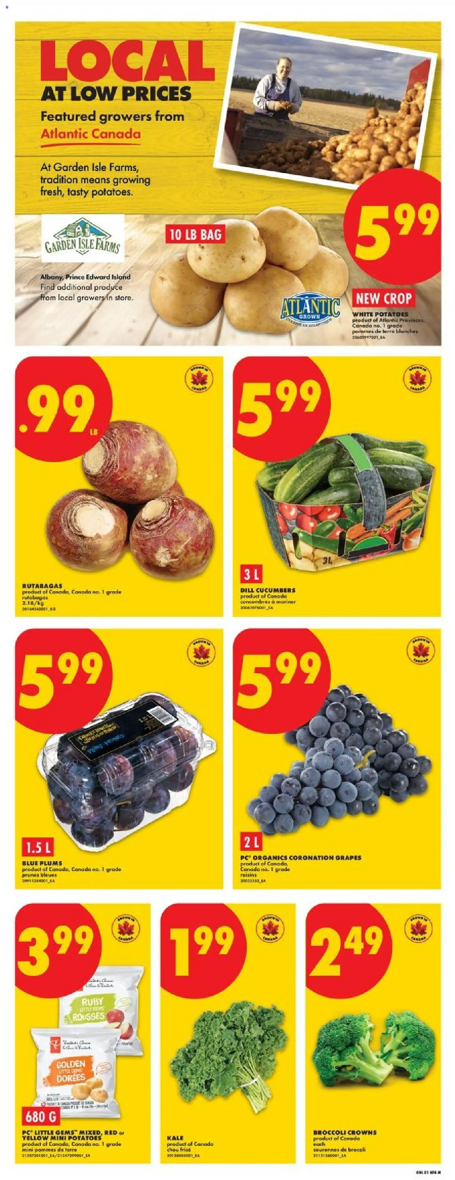 No Frills flyer valid from Aug 20, 2026 | Page: 3 | Products: Potatoes, Broccoli, Kale, Grapes