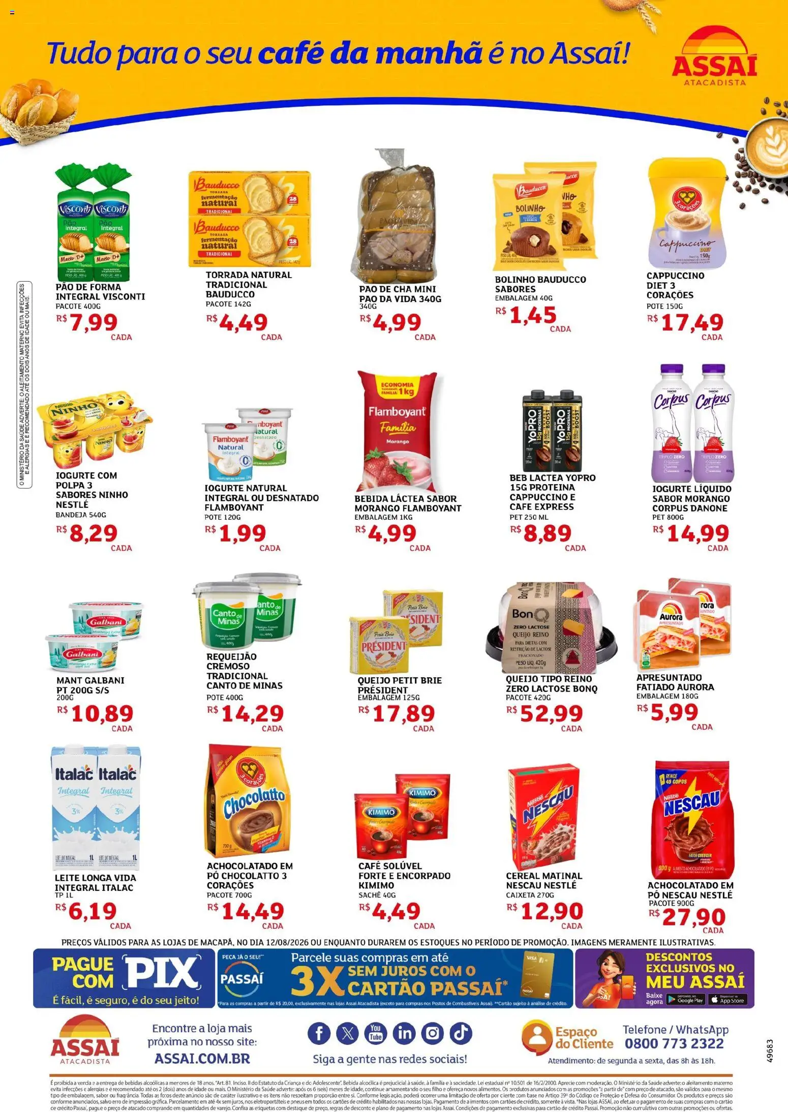 Assaí Atacadista Folheto - válido de 12/08/2026 | Página: 2 | Produtos: Queijo, Chá, Bebida, Café solúvel