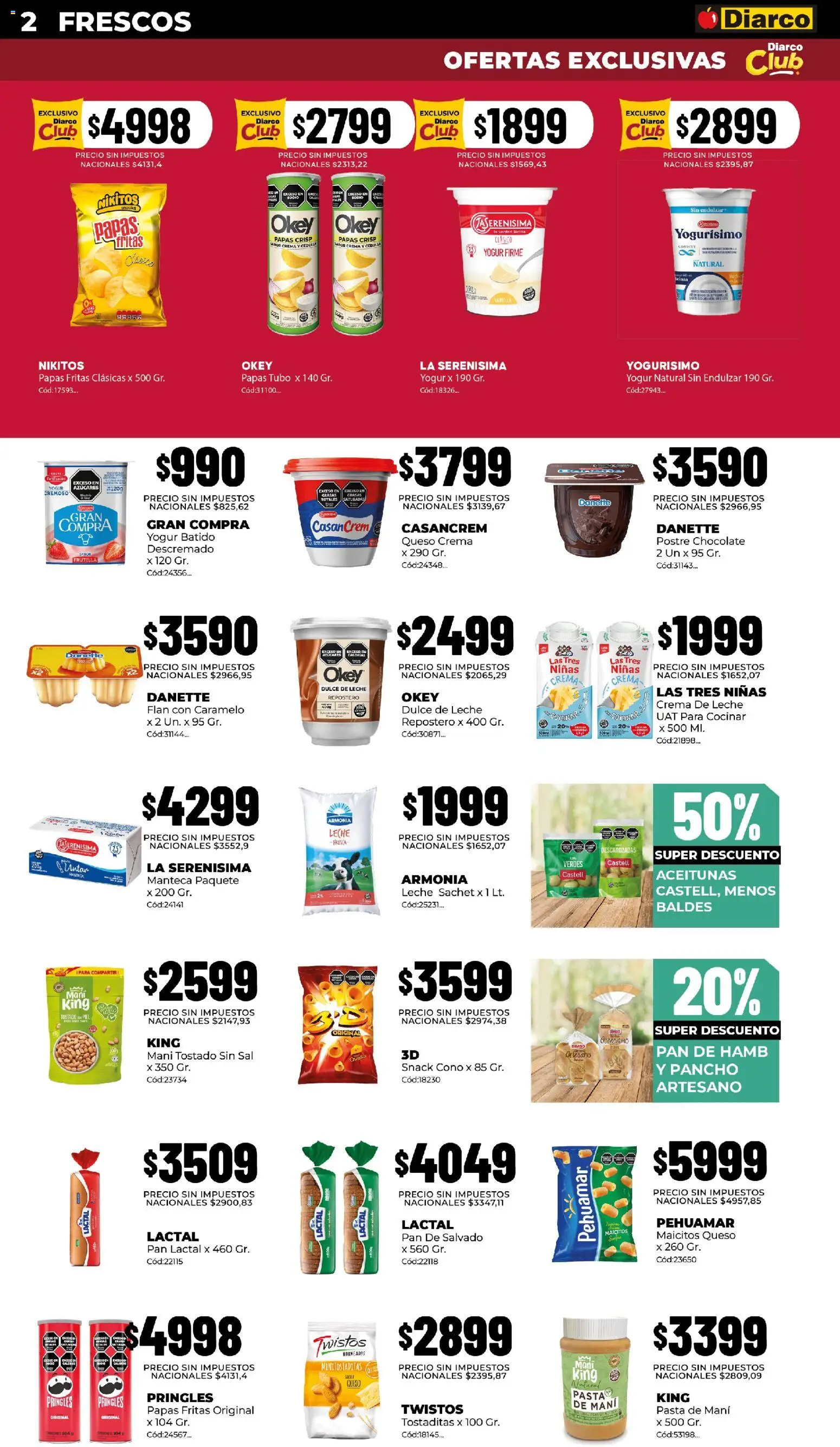 Diarco - Ofertas en Sur (Pueblo) │ válido desde el 14/09/2026 | Página: 2 | Productos: Cebolla, Aceitunas, Pan lactal, Crema