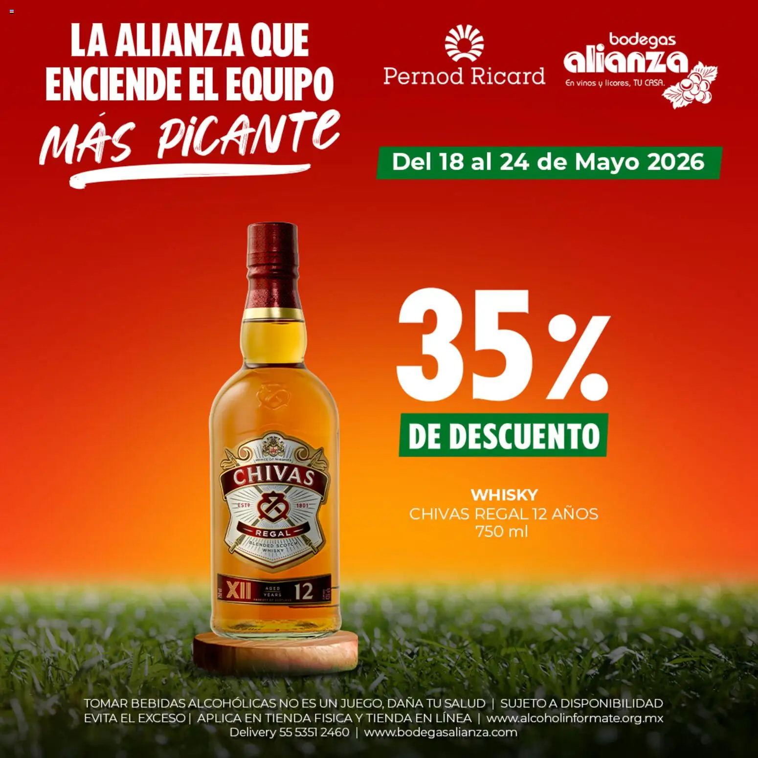 Nuevas ofertas de Bodegas Alianza válidas en toda la República Mexicana desde el 18.05.2026. ¡Encuentra las mejores ofertas en Bodegas Alianza catálogo La Alianza que enciende el equipo más picante! | Página: 1 | Productos: Whisky