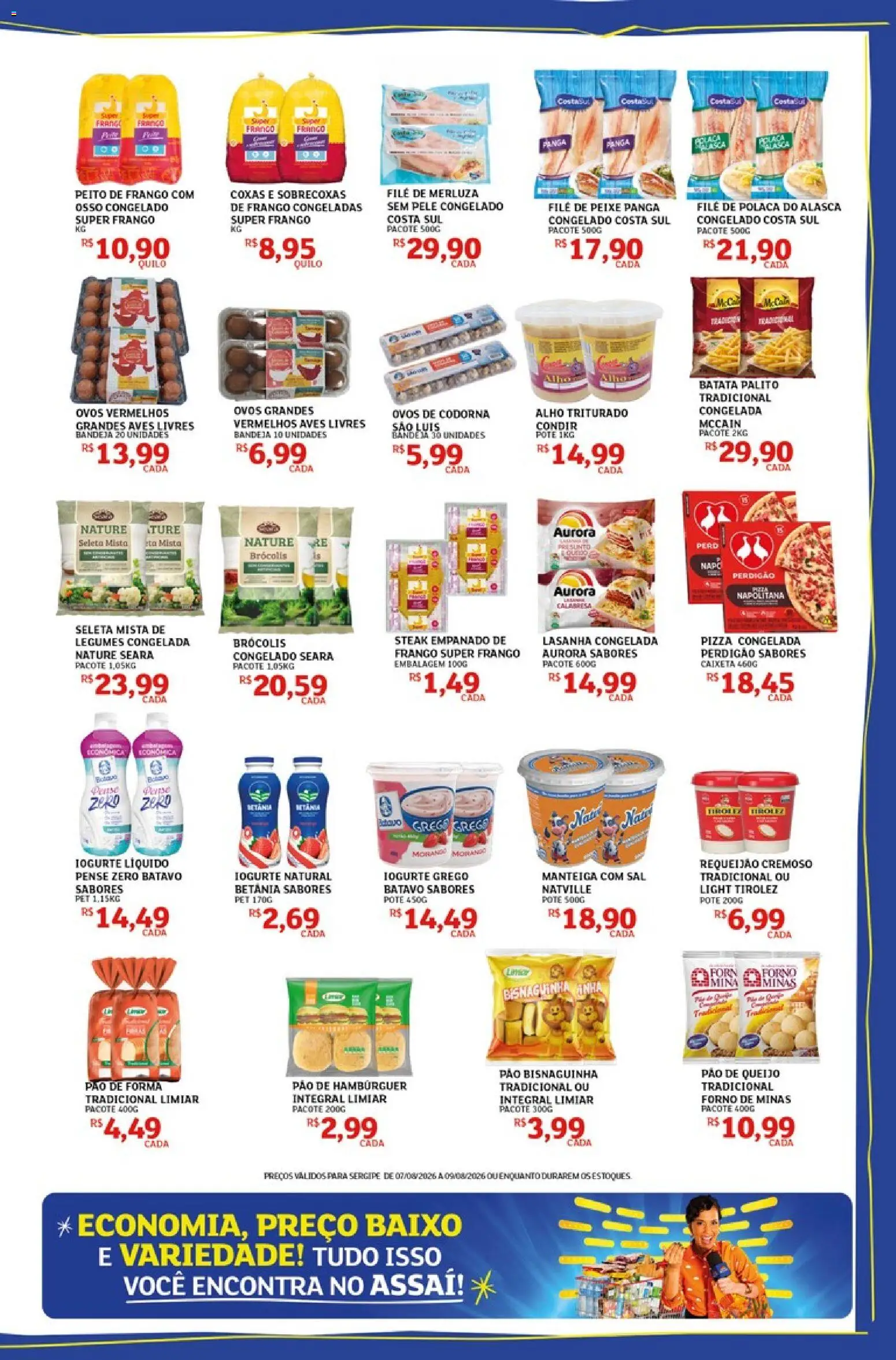 Assaí Atacadista Folheto - válido de 07/08/2026 | Página: 3 | Produtos: Manteiga, Ovos, Bandeja, Legumes