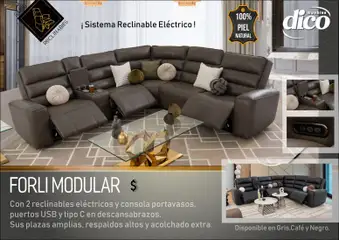 Vista previa de Muebles Dico catálogo Salas reclinables , nuevo folleto de la tienda, válido en México a partir del 27.03.2026 | Página: 13 | Productos: Usb, Café, Modular, Acolchado
