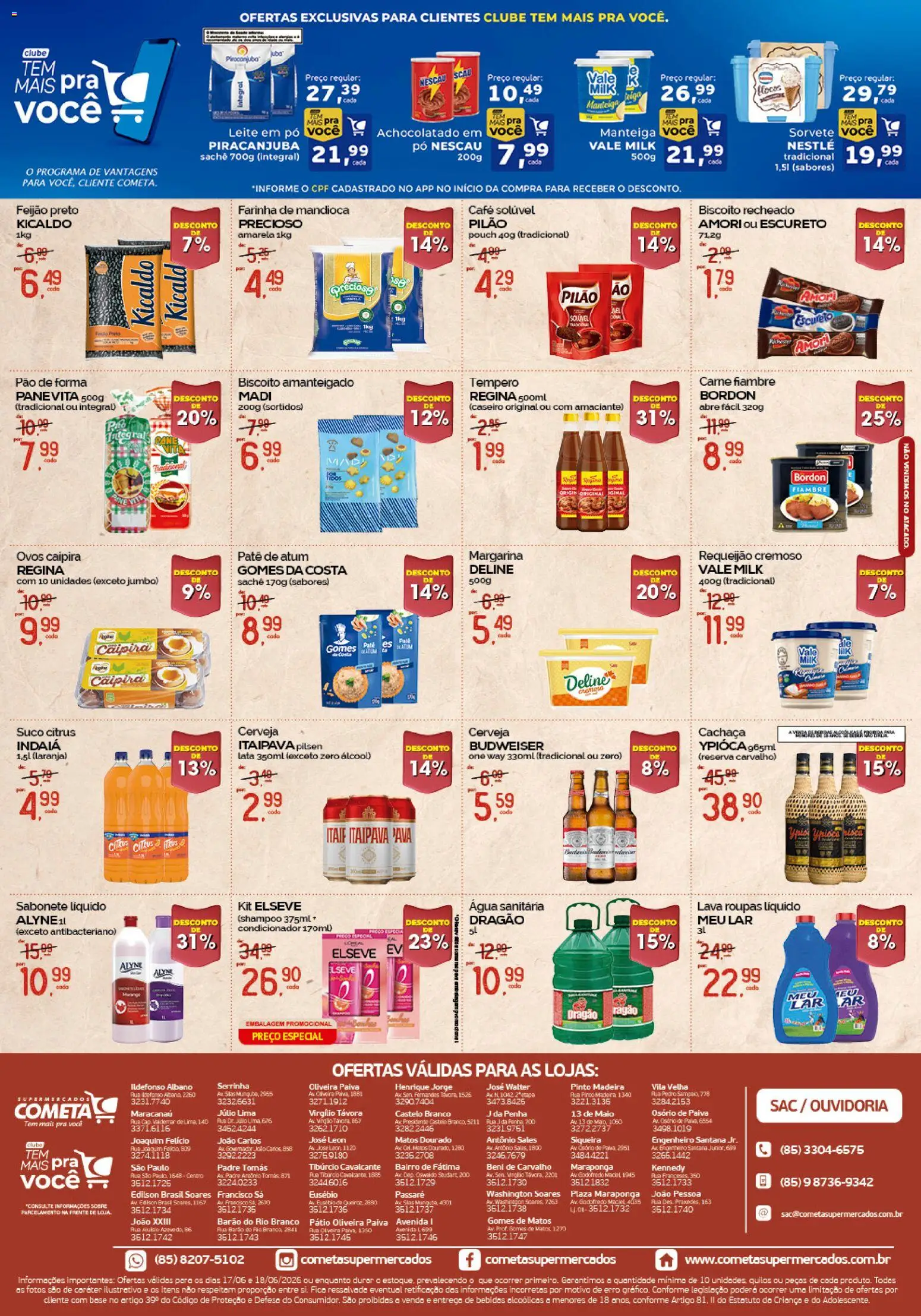 Cometa Supermercados Folheto - válido de 17.06.2026 | Página: 2 | Produtos: Suco, Flocos, Sorvete, Água sanitária