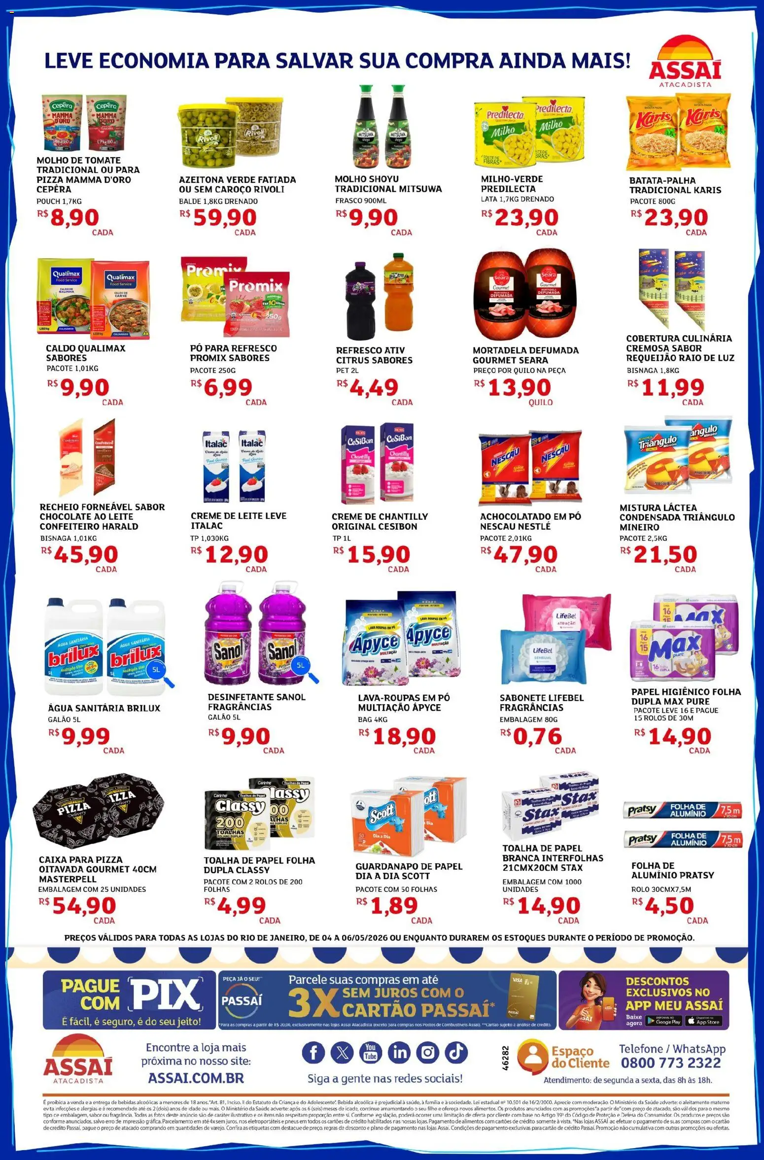 Assaí Atacadista Folheto - válido de 04.05.2026 | Página: 2 | Produtos: Pó, Refresco, Desinfetante, Guardanapo