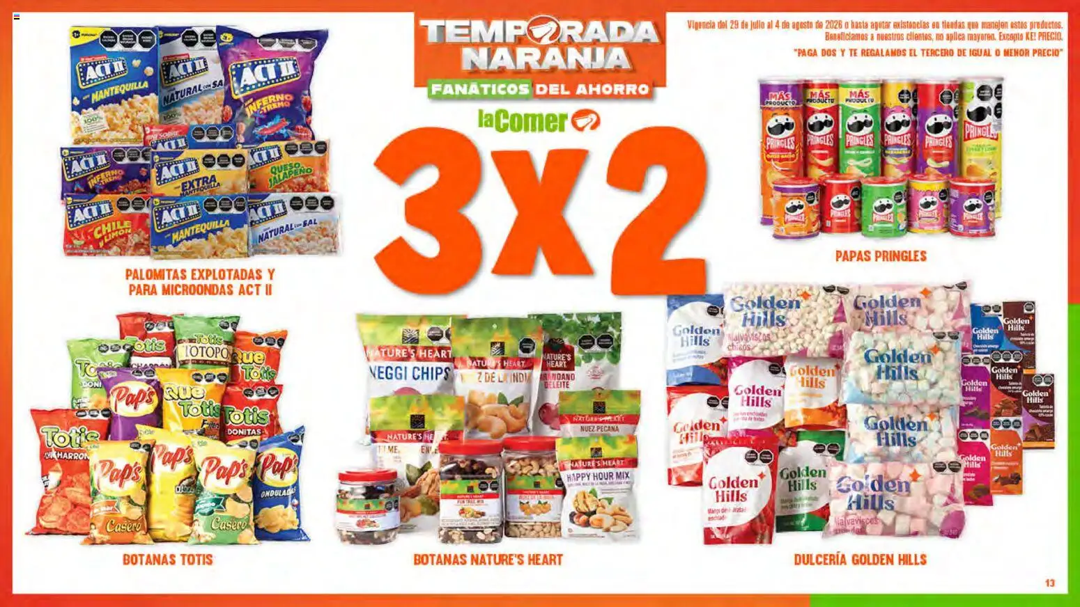 Nuevas ofertas de La Comer válidas en toda la República Mexicana desde el 29/07/2026. ¡Encuentra las mejores ofertas en La Comer folleto! | Página: 13 | Productos: Sal, Limón, Queso, Microondas