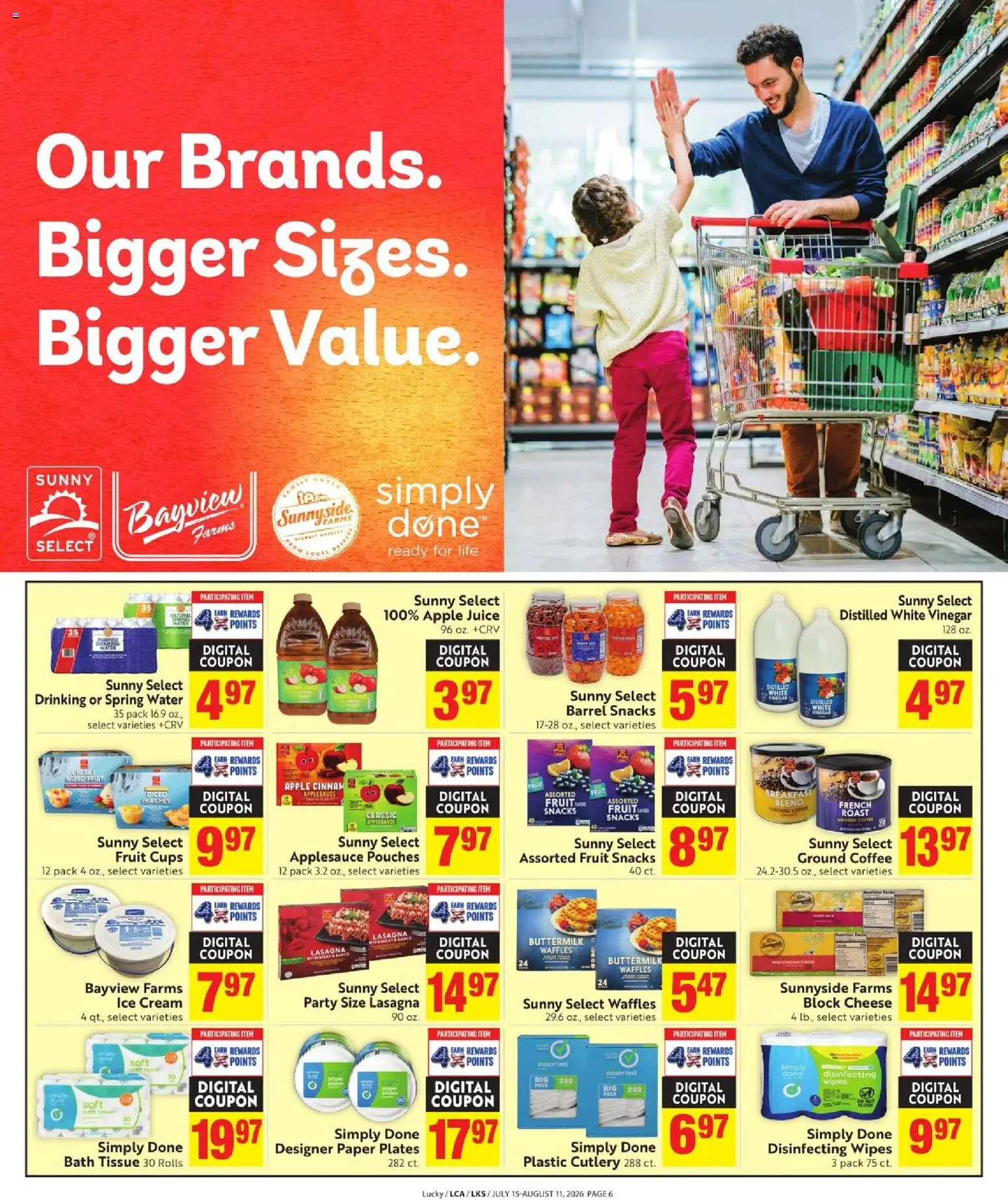 Lucky Supermarkets Online Savings Guide - valid from 07/15/2026 | Page: 6 | Products: Peaches, Bath, Coffee, Cream