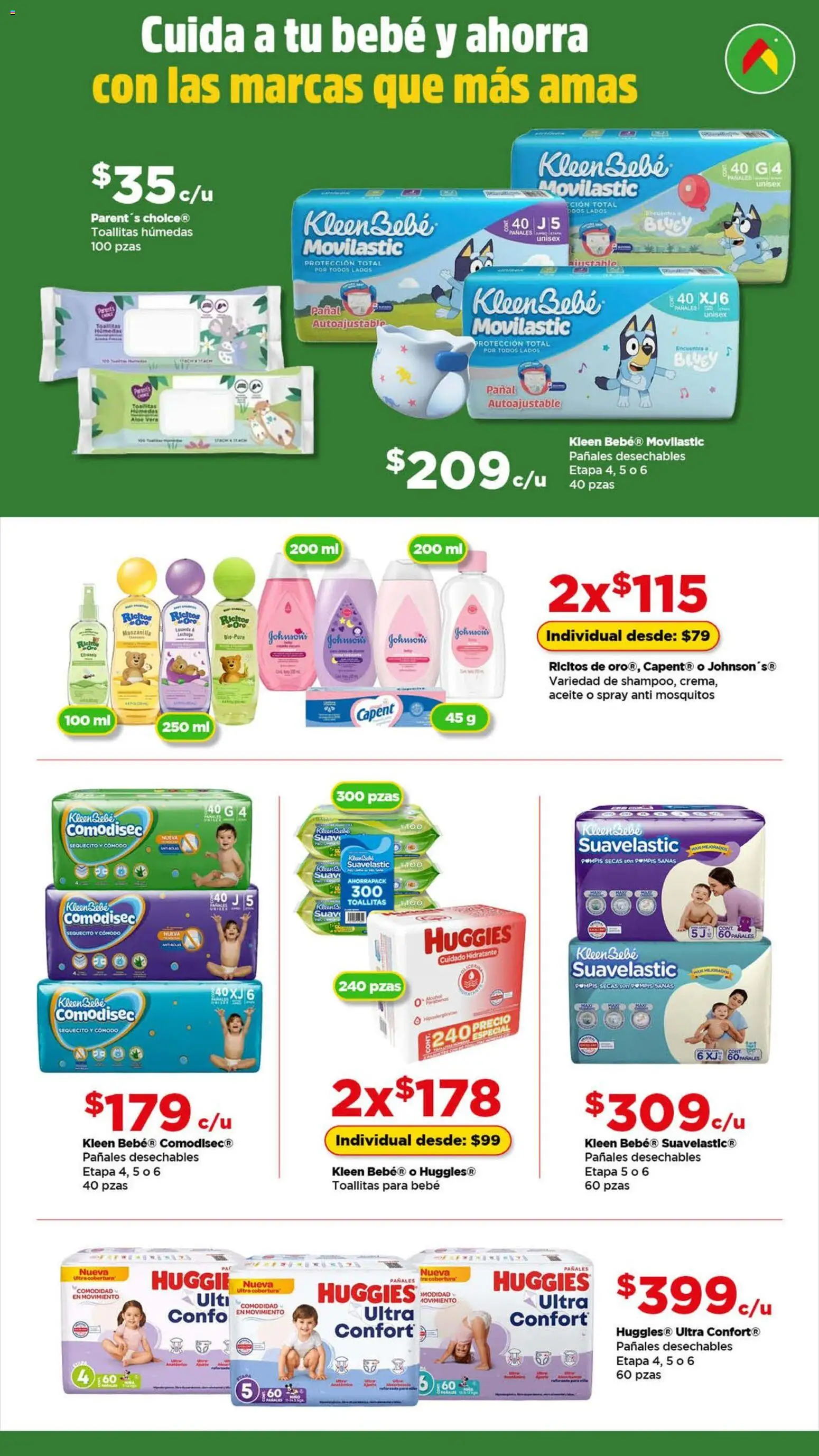 Nuevas ofertas de Bodega Aurrerá válidas en toda la República Mexicana desde el 03.06.2026. ¡Encuentra las mejores ofertas en Bodega Aurrerá folleto Todo lo que tu bebé necesita! | Página: 2 | Productos: Crema, Toallitas húmedas, Aceite, Pañales