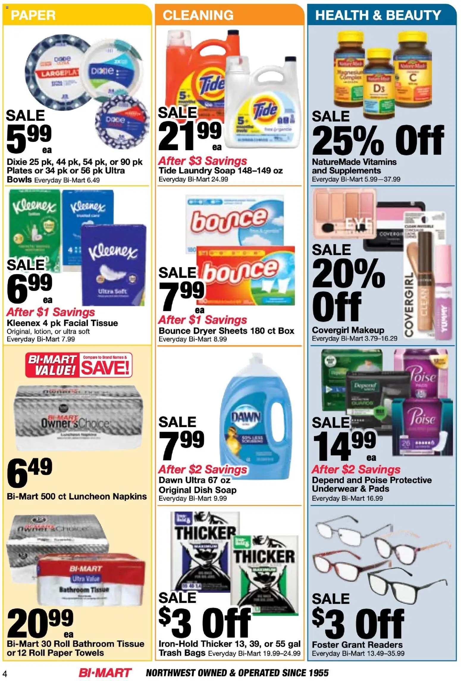 Bi-Mart Memberships Savings Book - valid from 09/15/2026 | Page: 4 | Products: Box, Pads, Underwear, Dryer