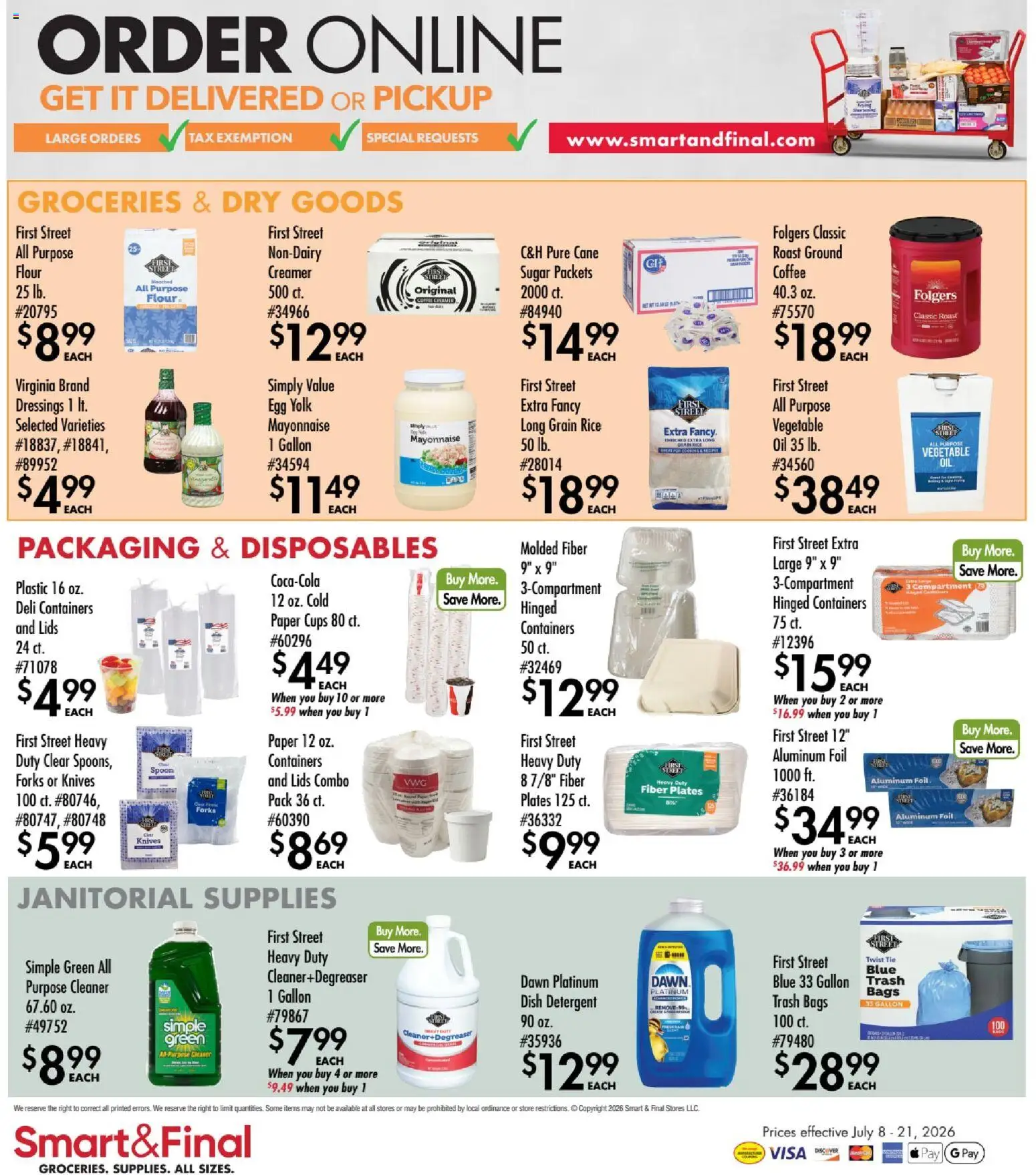 Smart & Final Business & Club - valid from 07/08/2026 | Page: 2 | Products: Oil, Rice, Detergent, Sugar