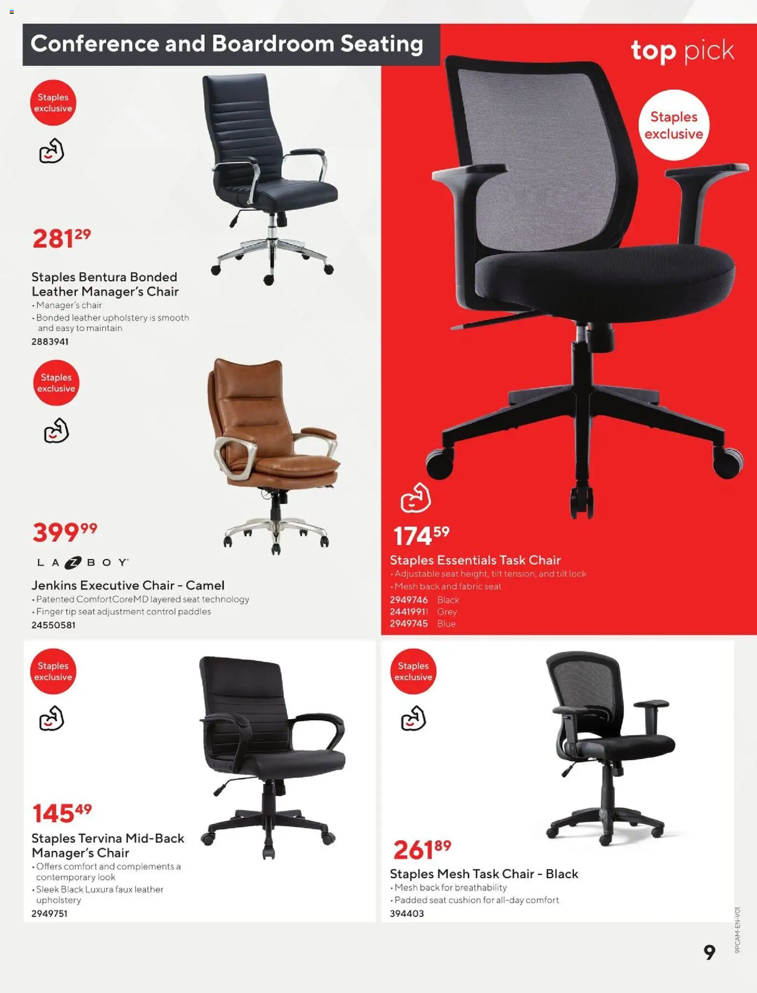 Staples flyer valid from Aug 12, 2026 | Page: 9 | Products: Chair