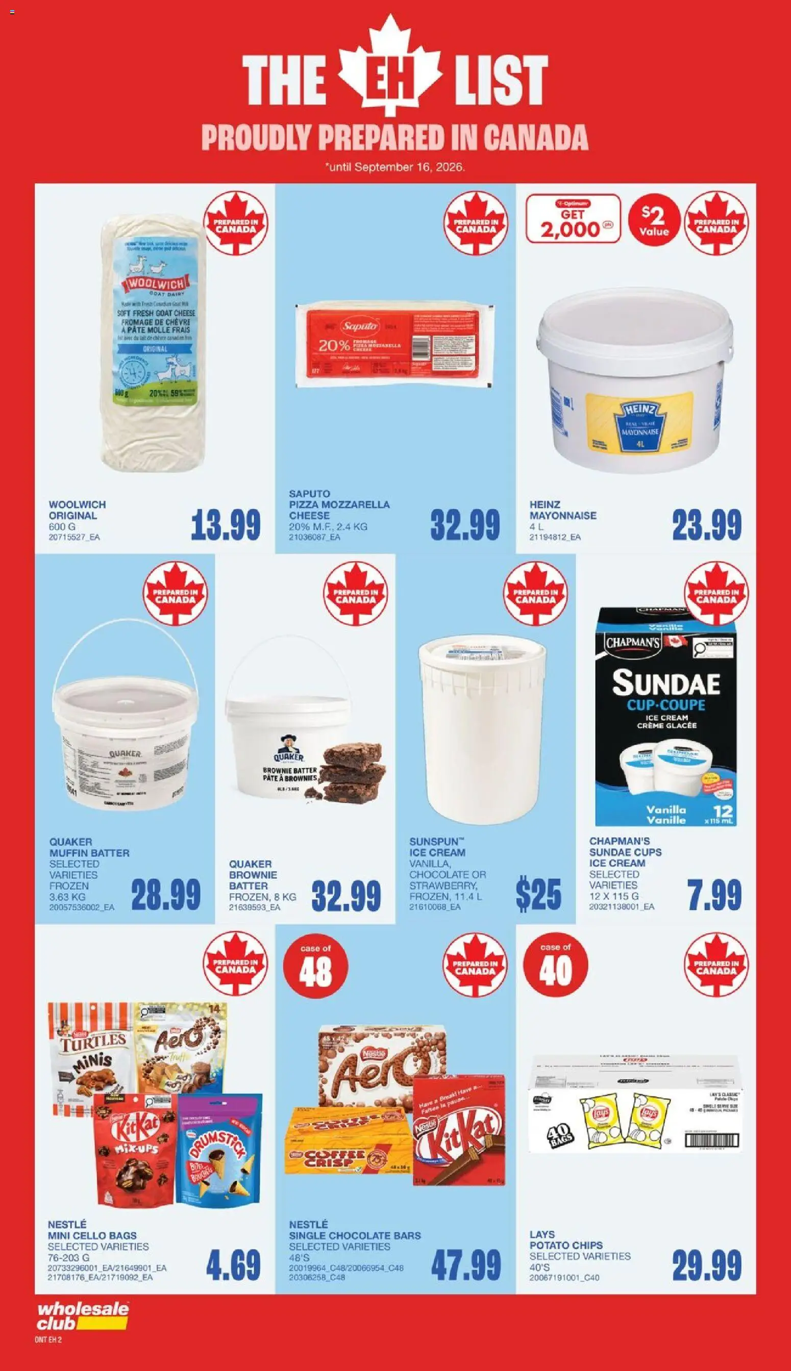 Wholesale Club flyer valid from Sep 10, 2026 | Page: 8 | Products: Case, Mayonnaise, Chocolate, Ice