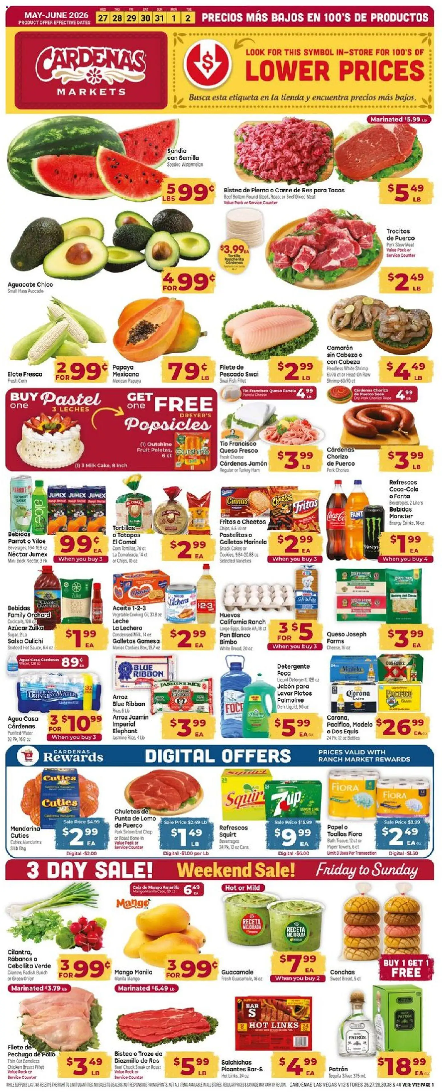 Cardenas Weekly Ad - NV - valid from 27.05.2026 | Page: 1 | Products: Ham, Cookies, Water, Bag