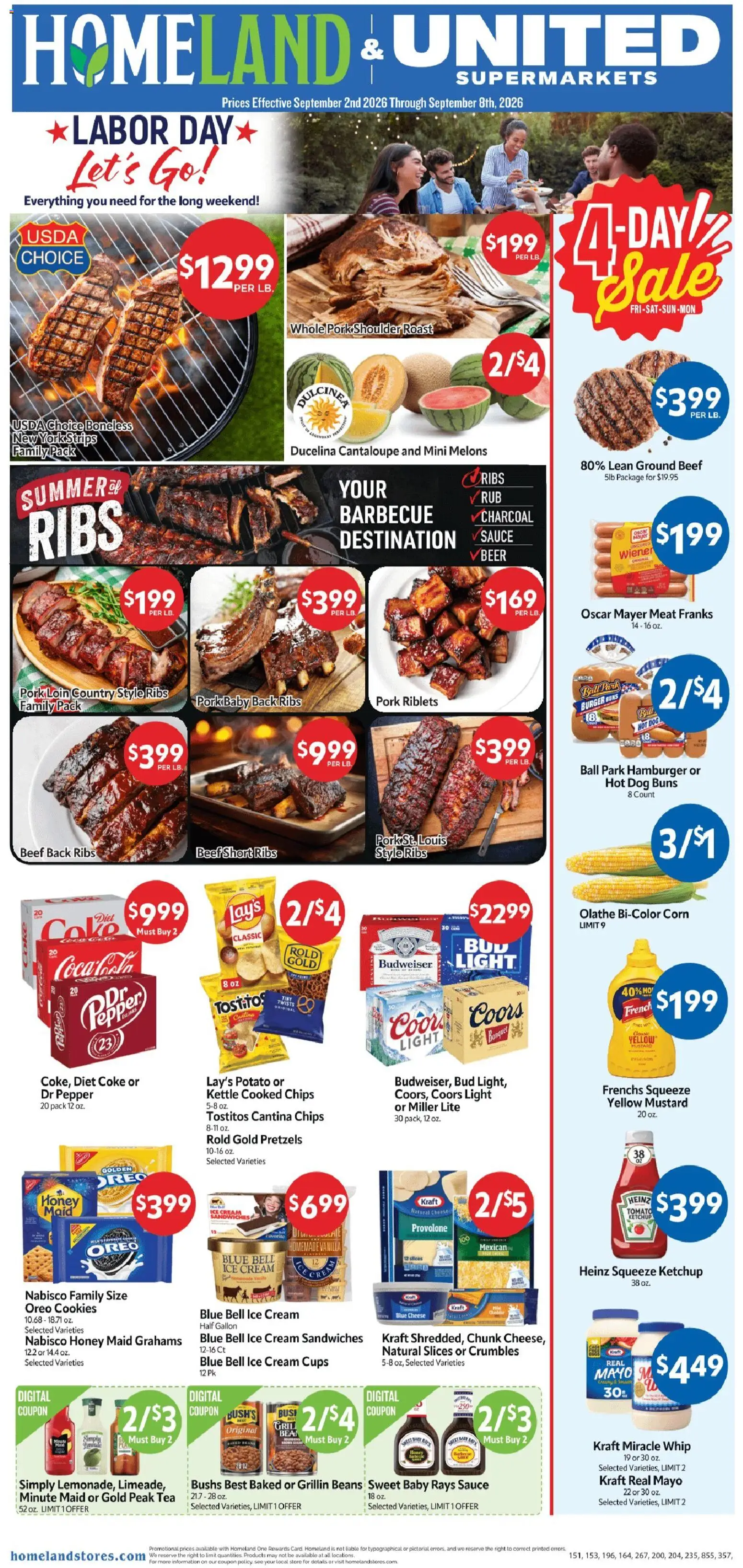Homeland Weekly Ad - valid from 09/02/2026 | Page: 1 | Products: Pork loin, Hamburger, Pork, Cookies