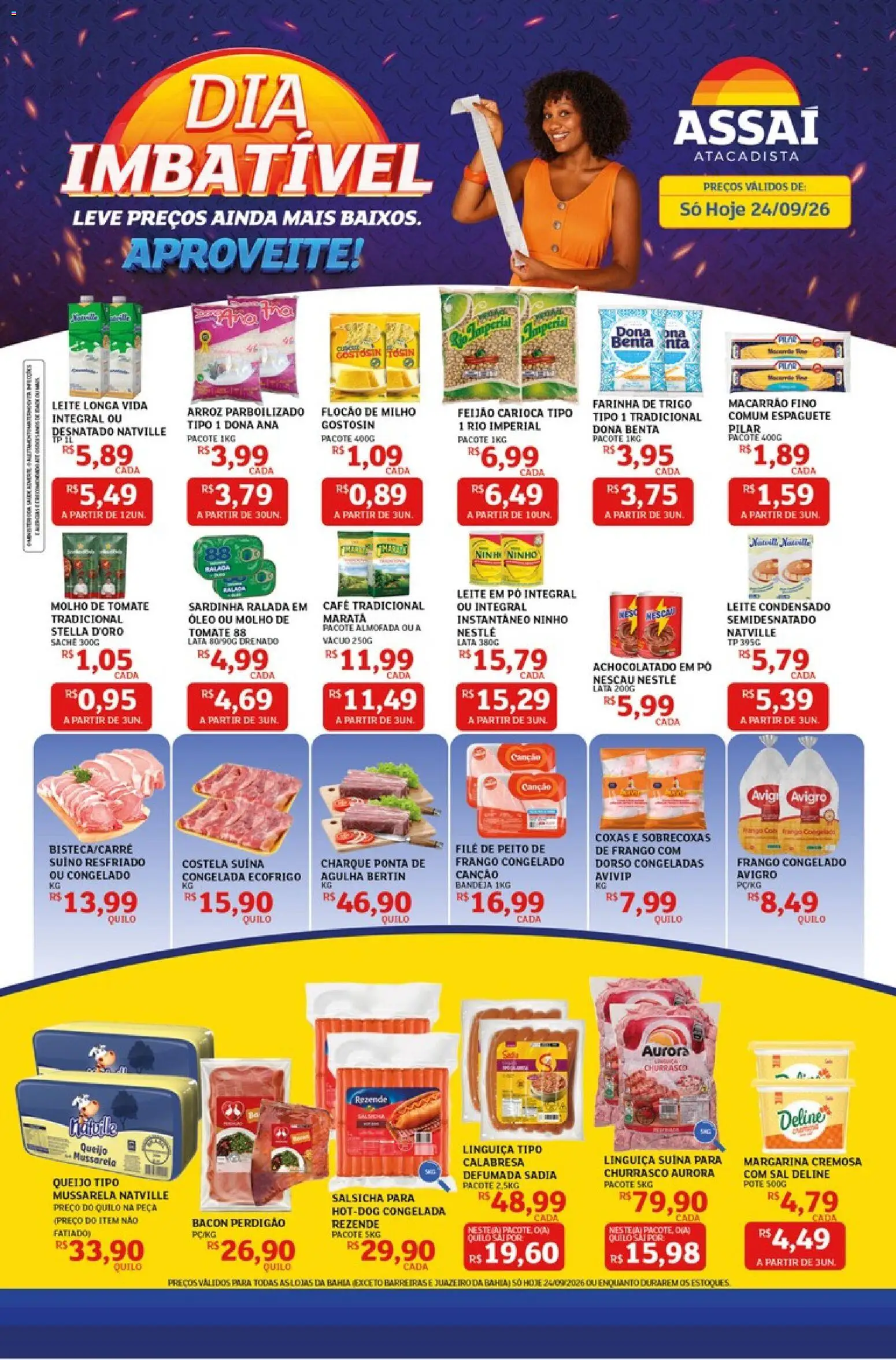Assaí Atacadista Folheto - válido de 24/09/2026 | Página: 1 | Produtos: Feijão, Pó, Nescau, Bacon