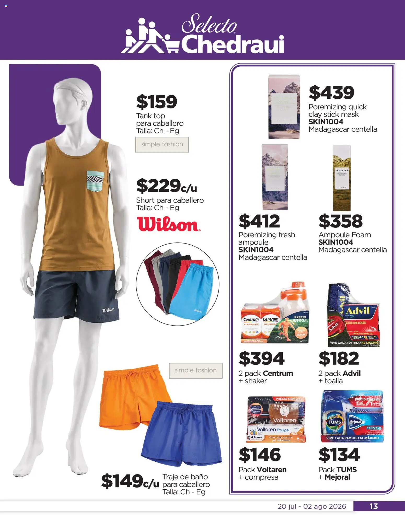 Nuevas ofertas de Chedraui válidas en toda la República Mexicana desde el 20/07/2026. ¡Encuentra las mejores ofertas en Chedraui folleto Por Ti ofertones de verano! | Página: 13 | Productos: Traje, Traje de baño, Top, Short