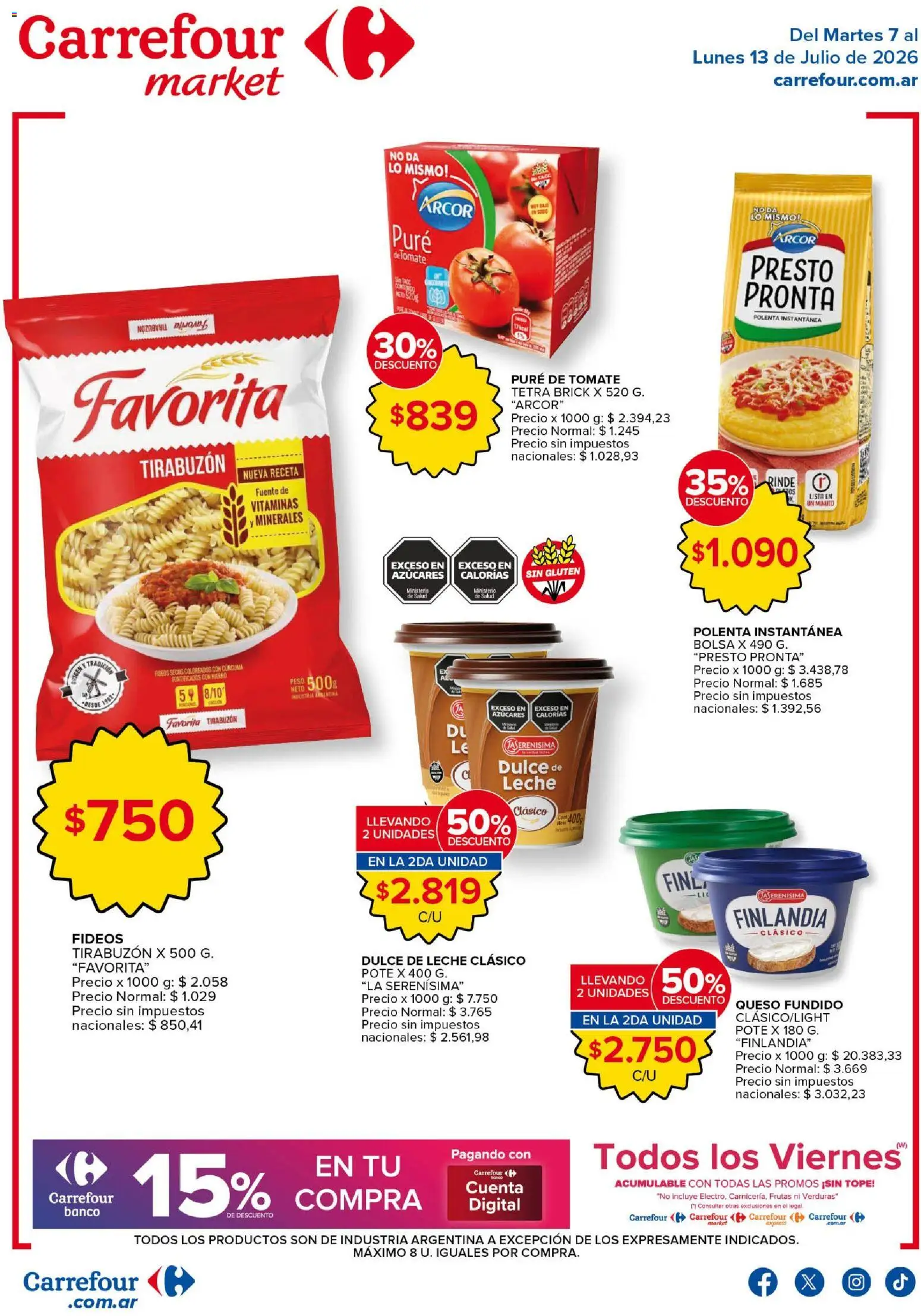 Carrefour Market - Market Paraná Concordia │ válido desde el 07/07/2026 | Página: 1 | Productos: Fuente, Dulce de leche, Polenta, Leche