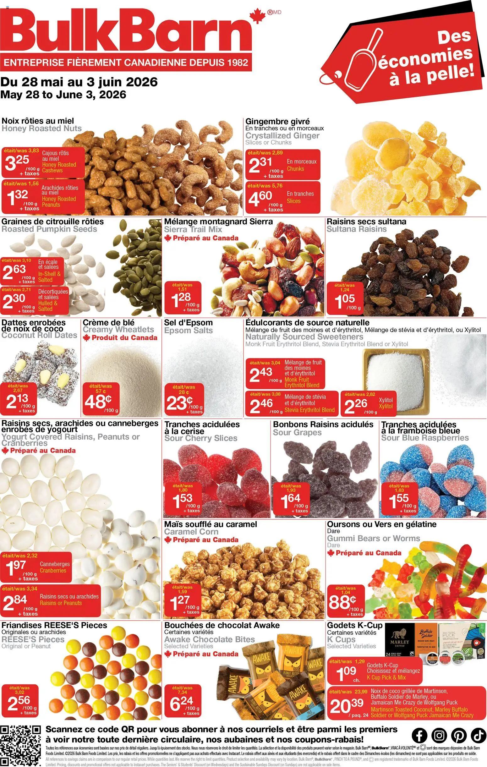 Bulk Barn flyer valid from 28.05.2026 | Page: 1 | Products: Nuts, Yogurt, Coffee, Pumpkin