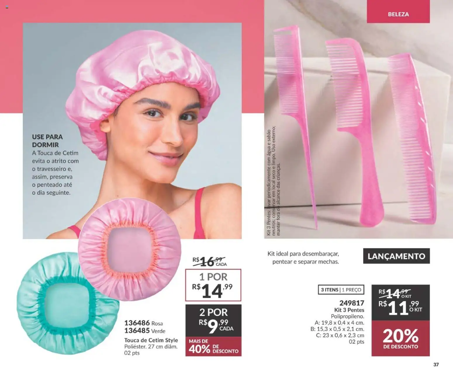 Avon Folheto - válido de 29/06/2026 | Página: 45 | Produtos: Touca, Sabão, Travesseiro