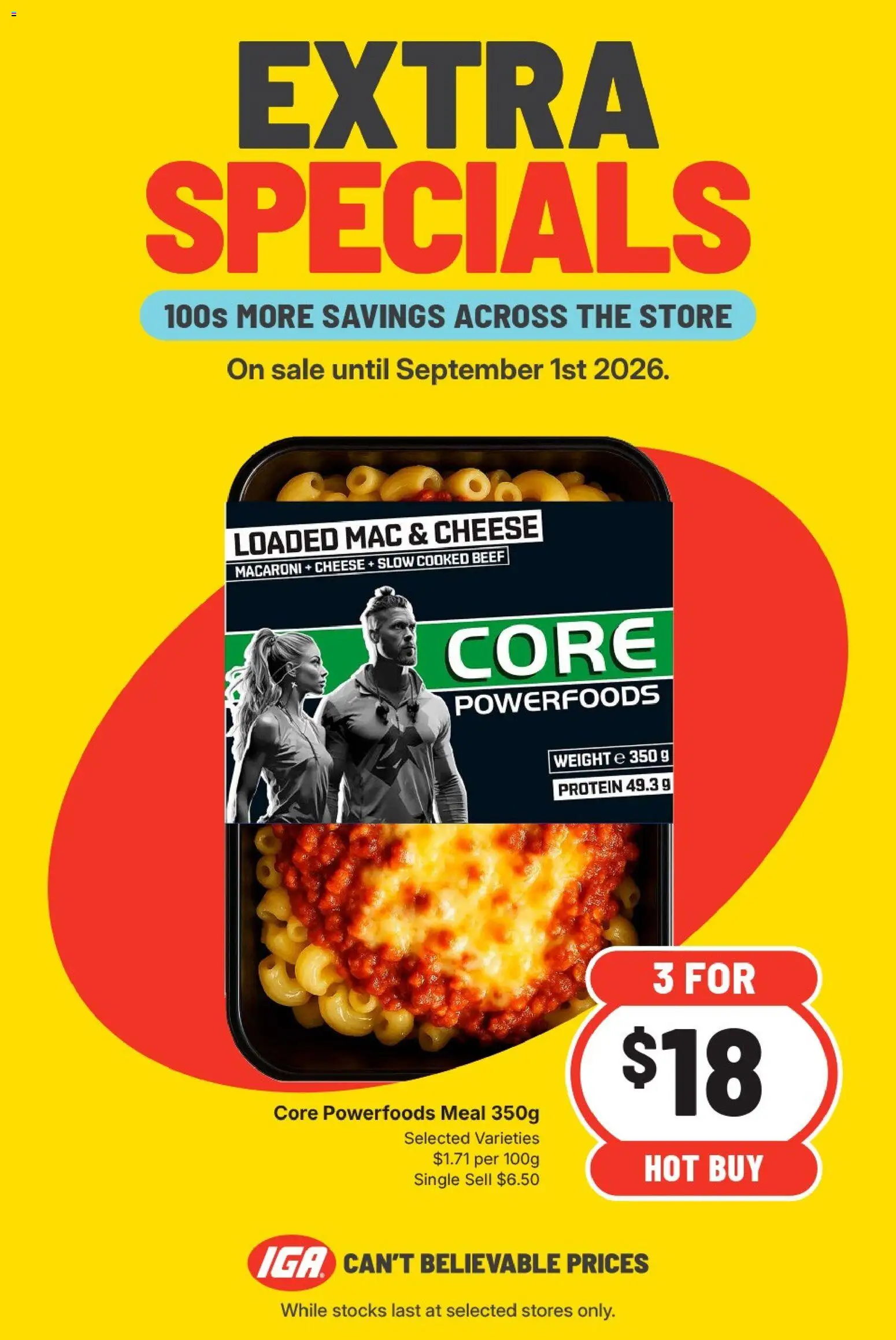 IGA catalogue - valid from 26/08/2026 | Page: 1 | Products: Protein, Cheese, Beef, Weight