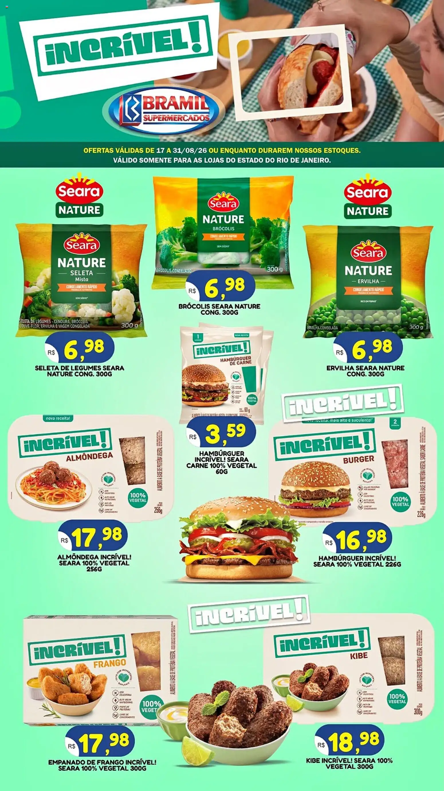 Bramil Supermercados Folheto - válido de 17/08/2026 | Página: 1 | Produtos: Ervilha, Vagem, Carne, Legumes