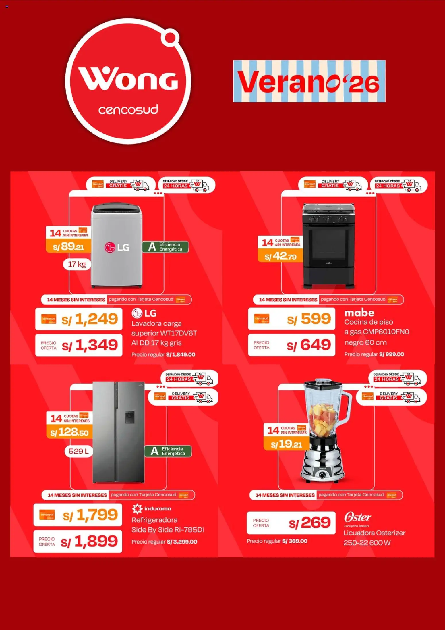 Catálogo Wong válido desde 04.05.2026 | Página: 5 | Productos: Lavadora, Cocina, Licuadora