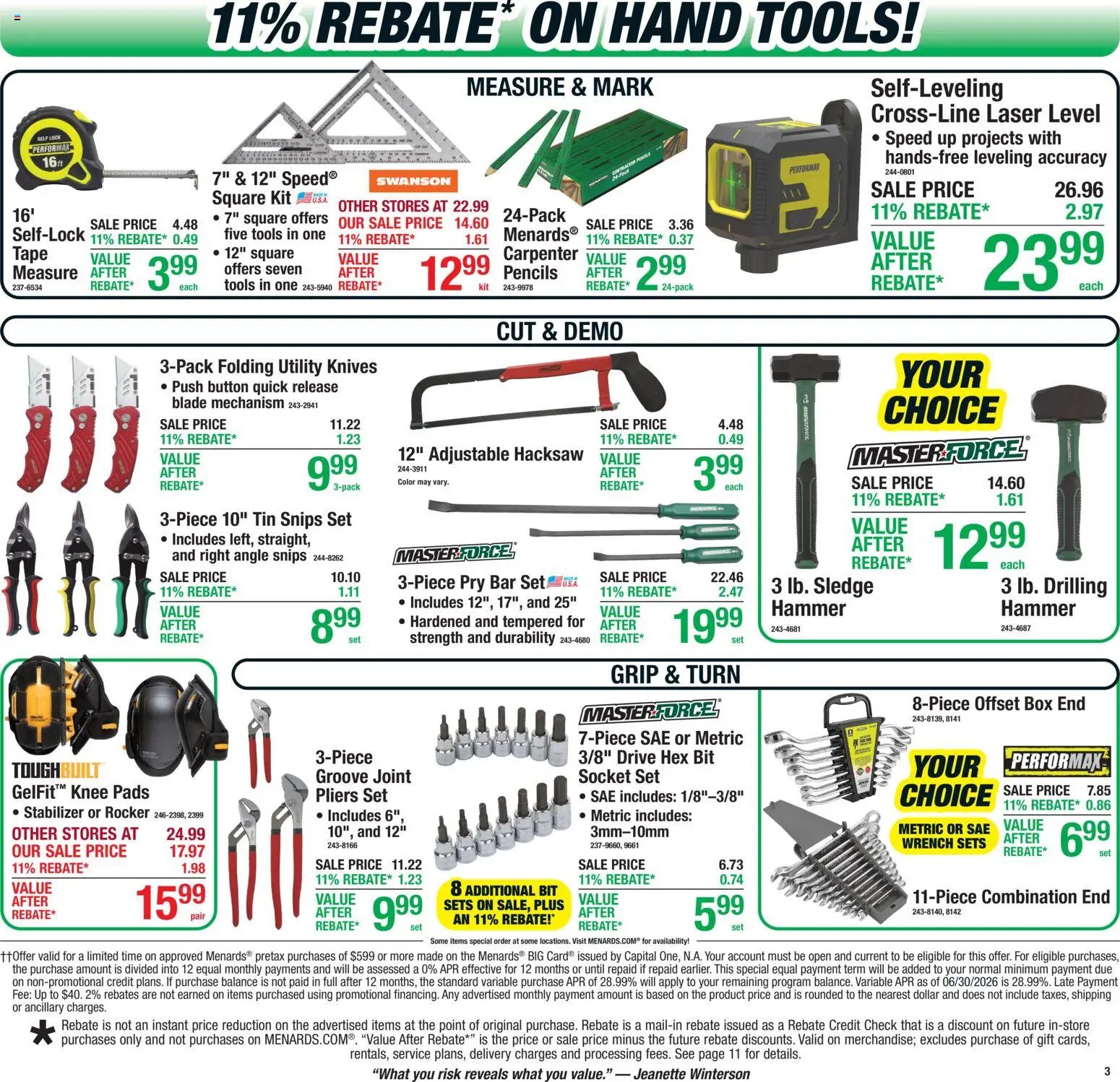 Menards Weekly Ad - valid from 07/30/2026 | Page: 4 | Products: Socket, Wrench, Pry Bar, Box
