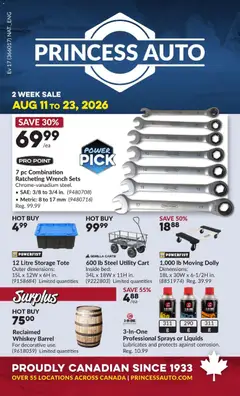 Preview of Princess Auto flyer - 2 Week Sale! from shop Princess Auto valid from Aug 11, 2026